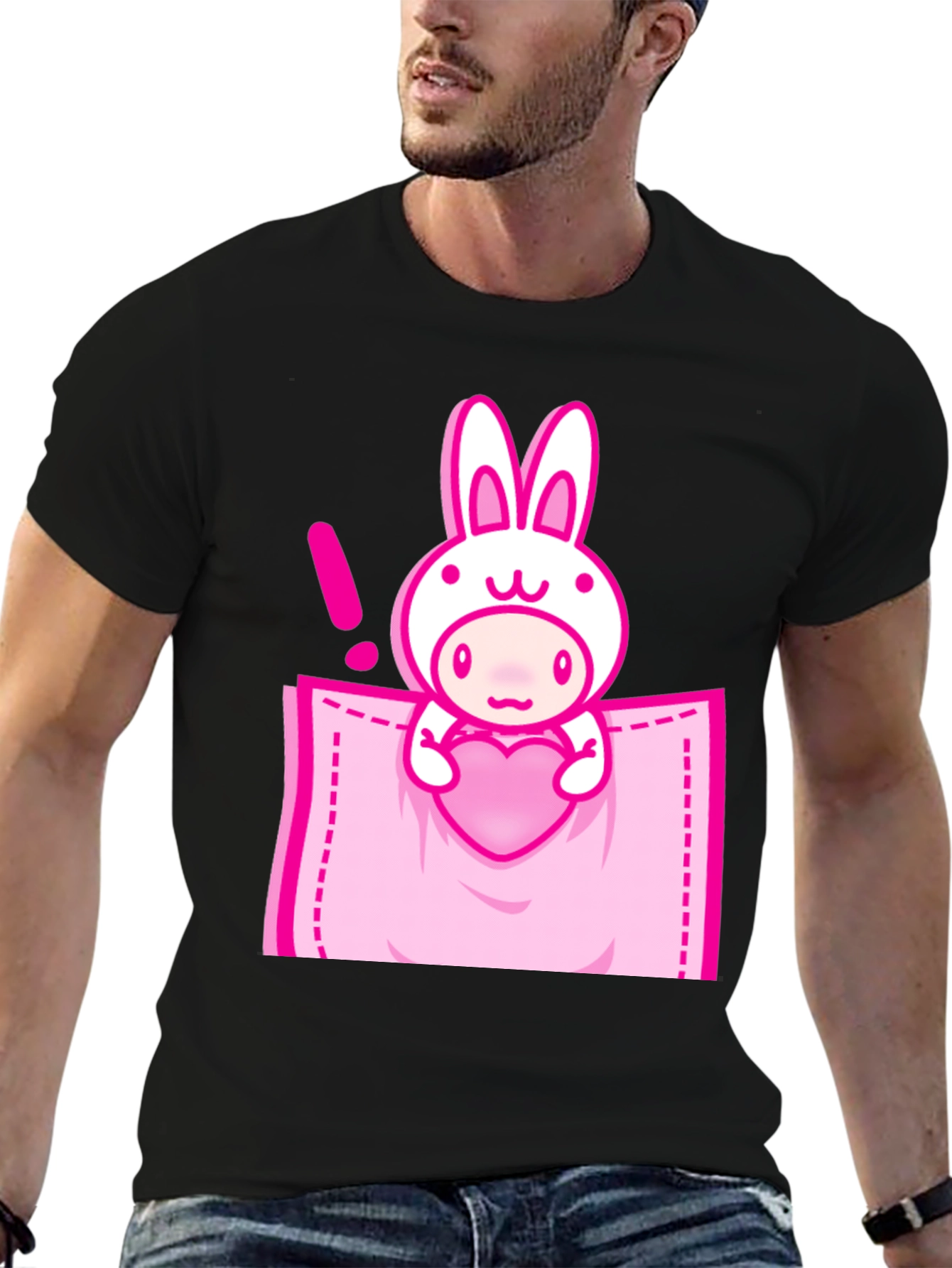 Cute Cartoon Rabbit Pocket T-Shirt