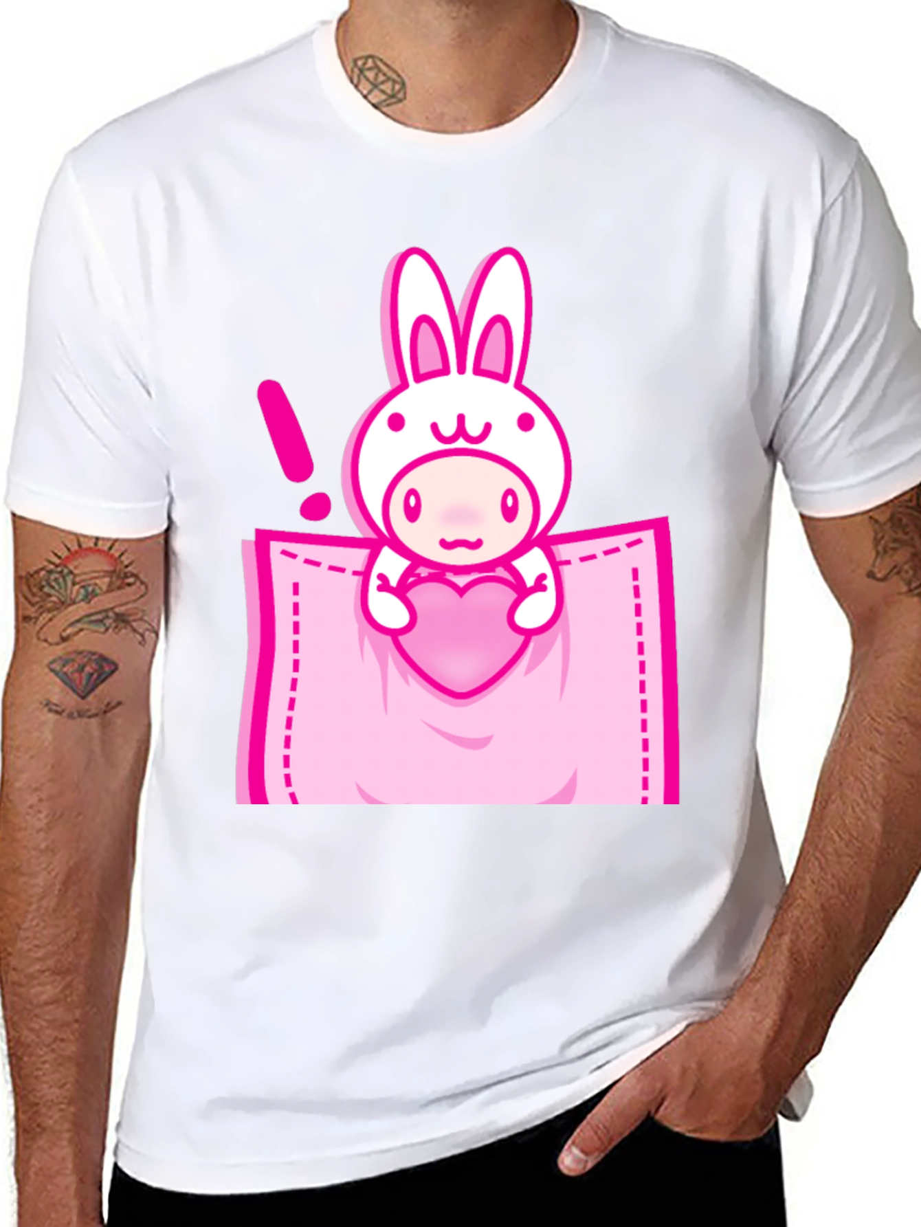 Cute Cartoon Rabbit Pocket T-Shirt