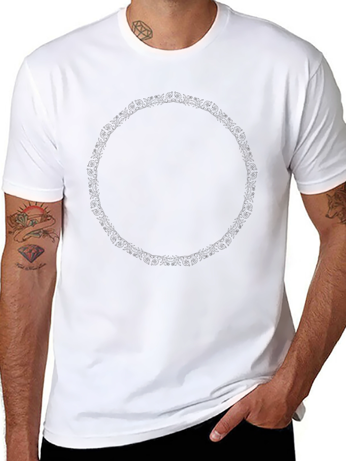 Black T-Shirt with Circle Design