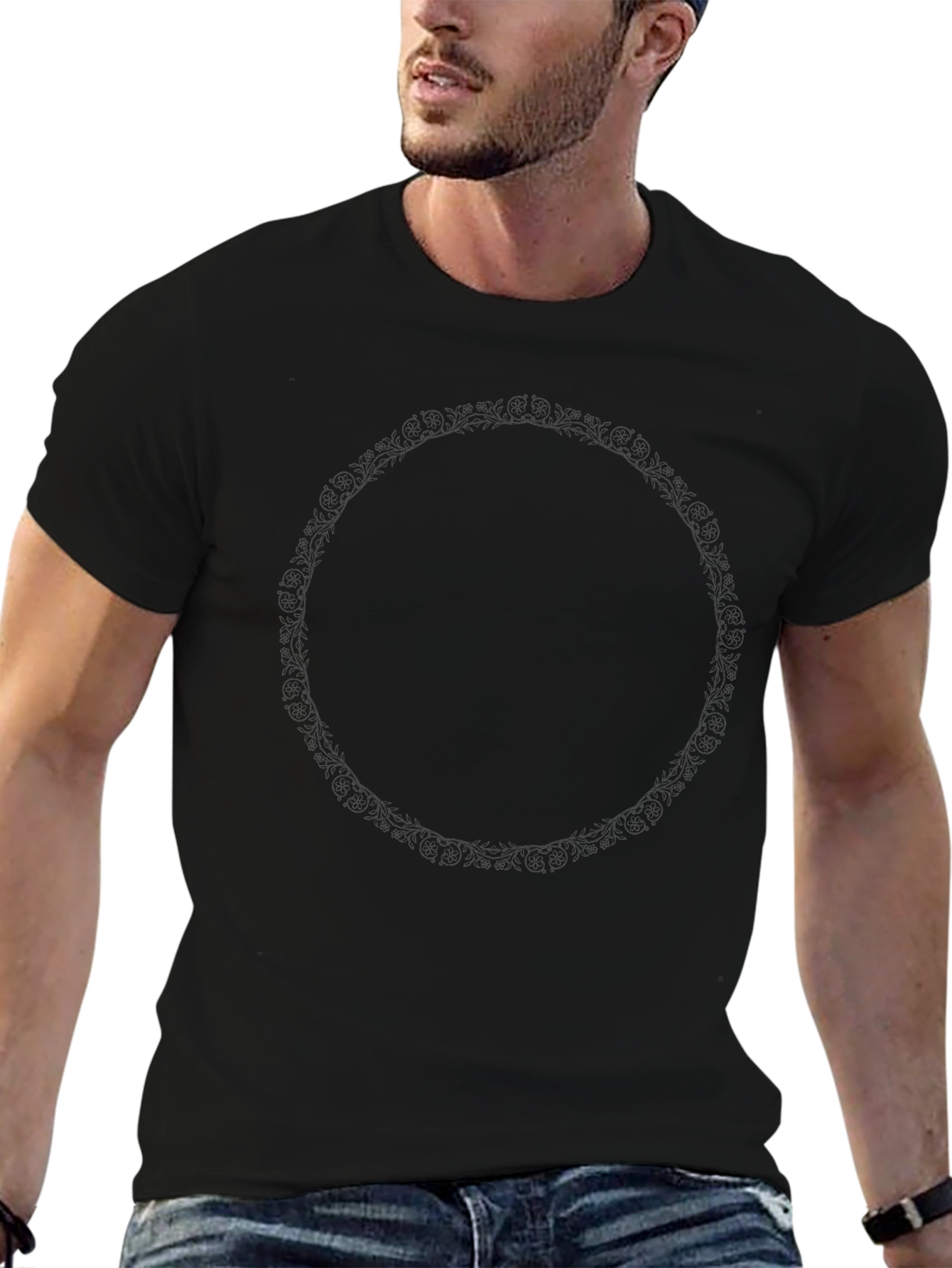 Black T-Shirt with Circle Design