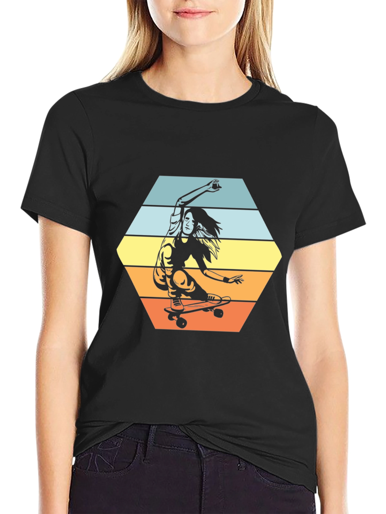 Skater Girl Tee - Retro Style Graphic T-Shirt
