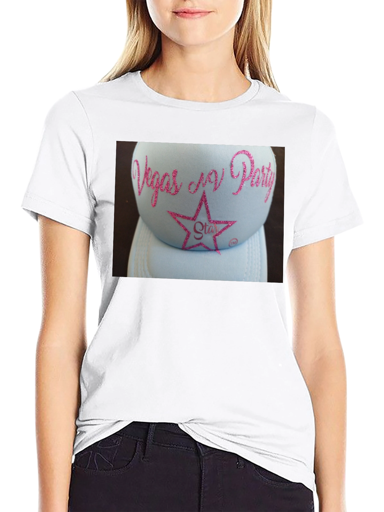 Vegas N Party Glitter Star Hat T-Shirt