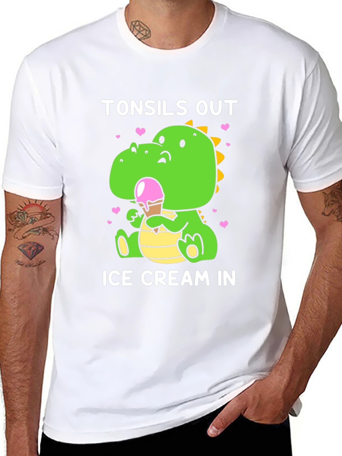 Tonsils Out Ice Cream In Dinosaur T-Shirt