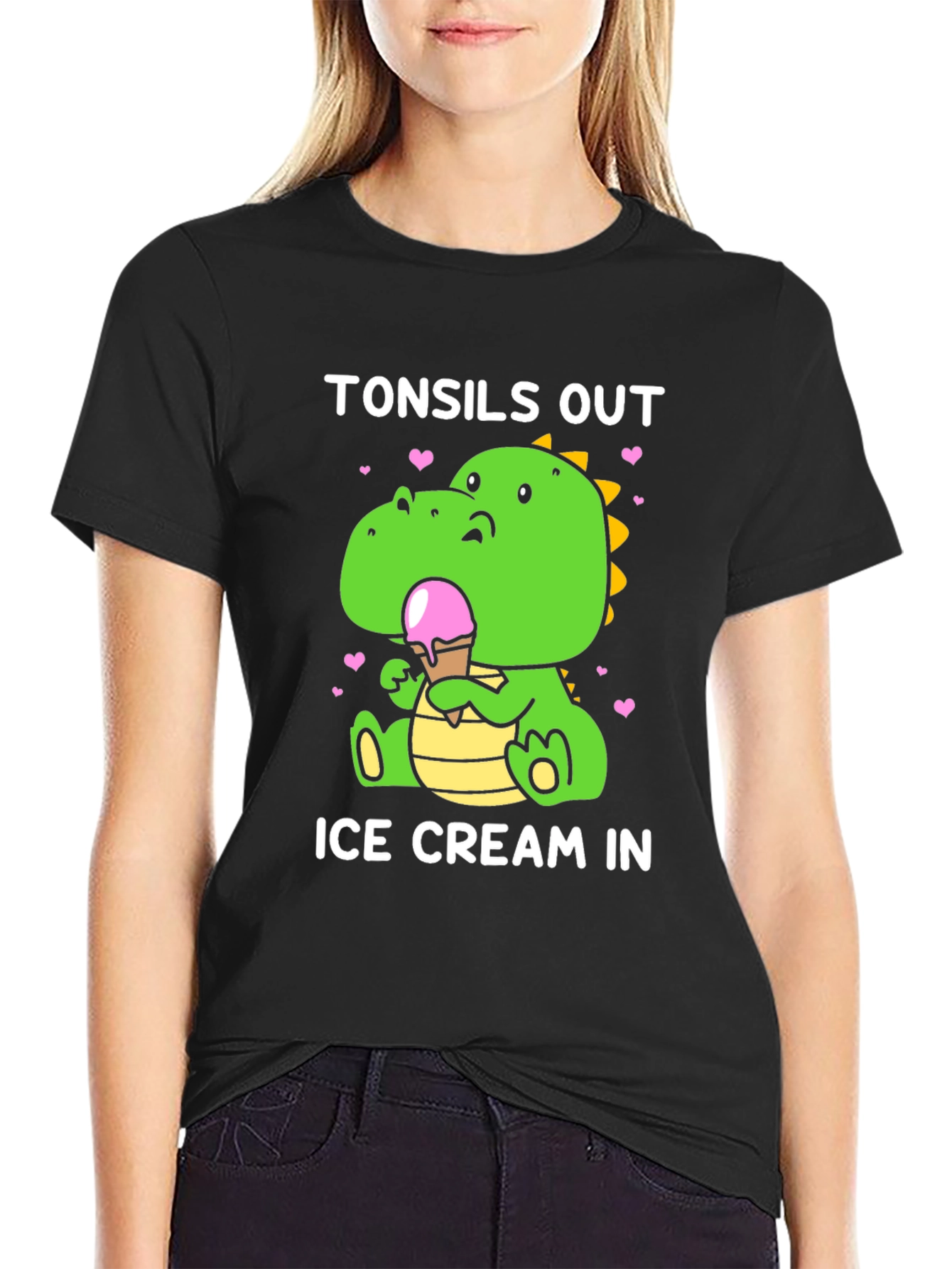 Tonsils Out Ice Cream In Dinosaur T-Shirt