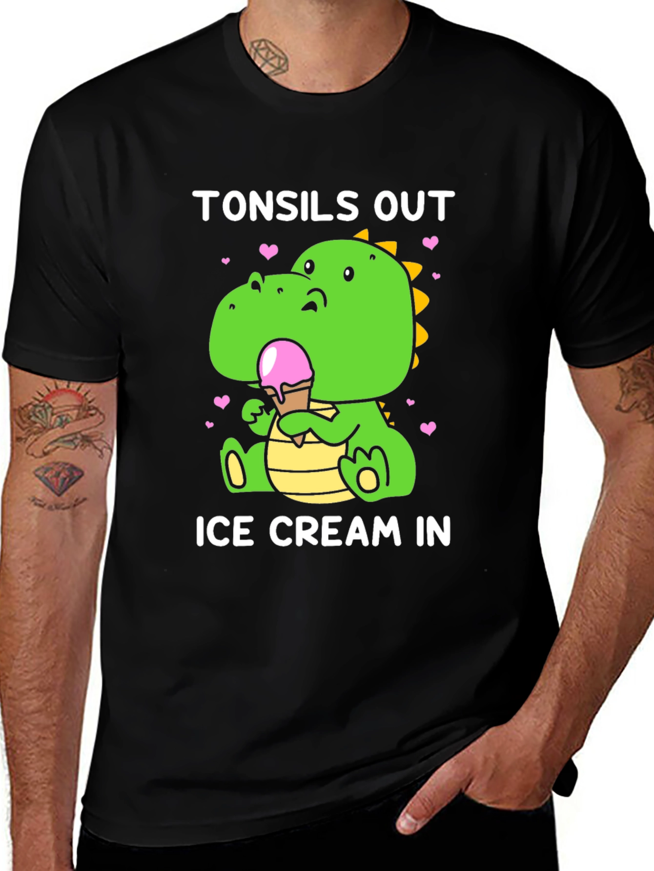 Tonsils Out Ice Cream In Dinosaur T-Shirt