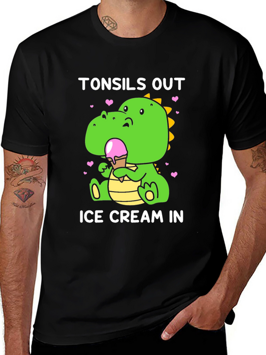 Tonsils Out Ice Cream In Dinosaur T-Shirt