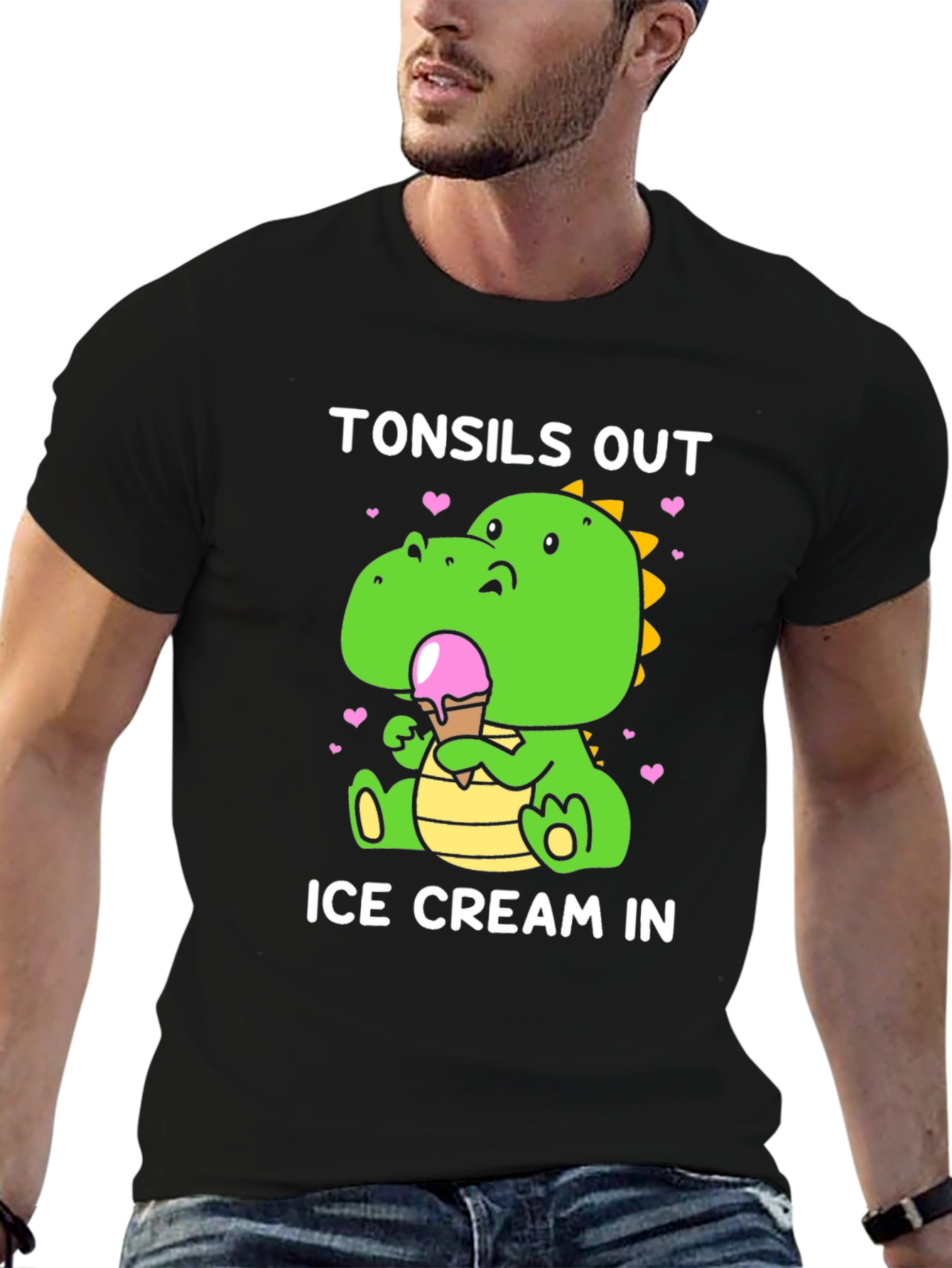 Tonsils Out Ice Cream In Dinosaur T-Shirt