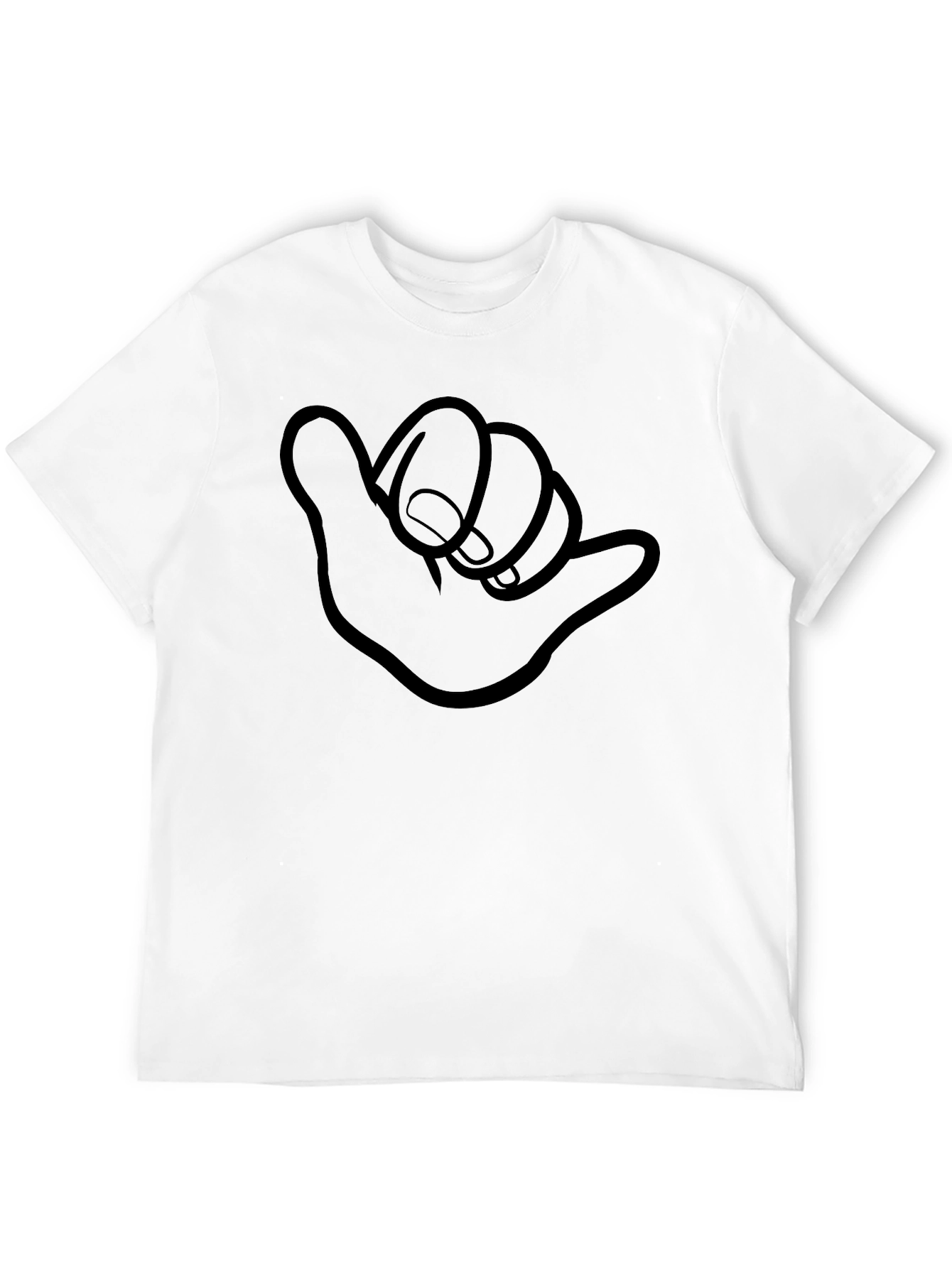 Shaka Sign Graphic Tee - Black Cotton Casual Shirt