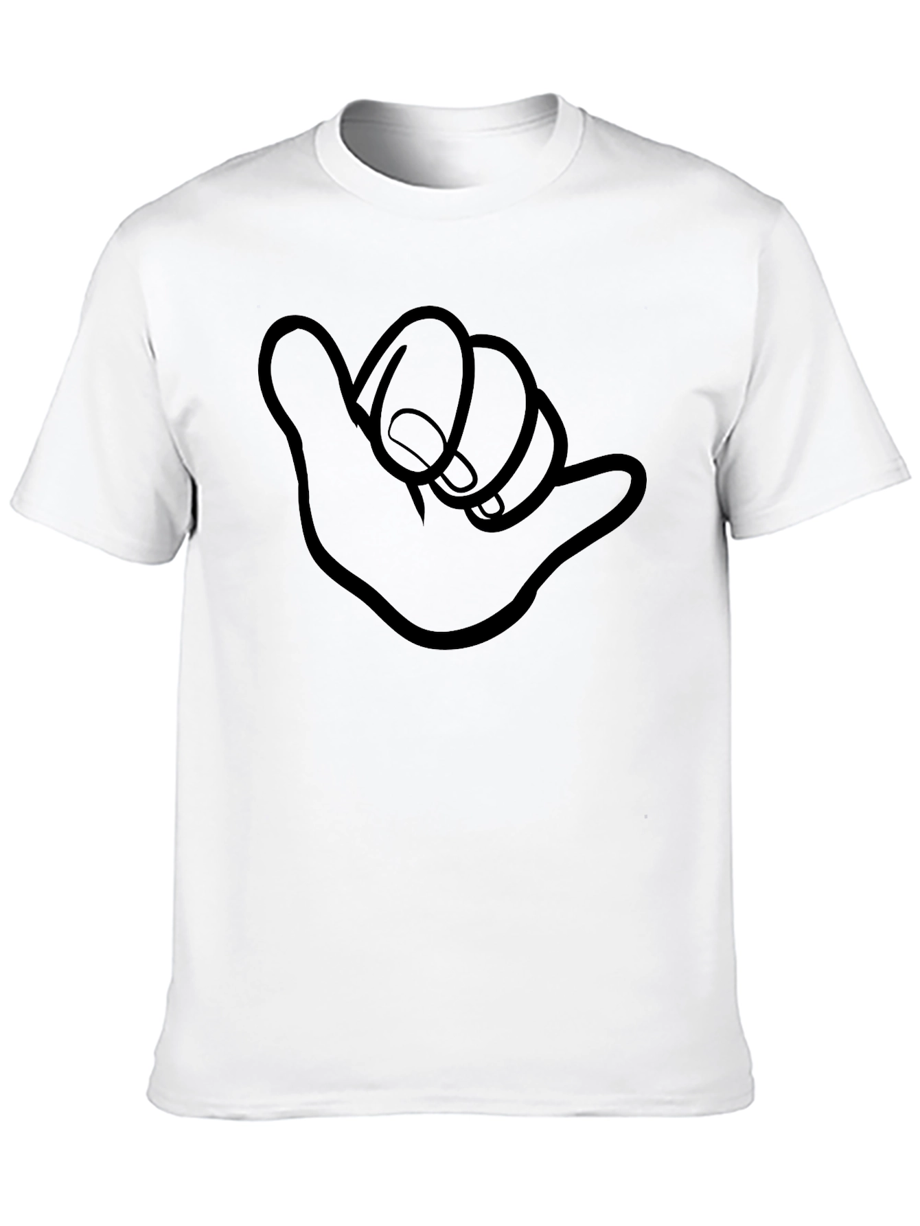 Shaka Sign Graphic Tee - Black Cotton Casual Shirt