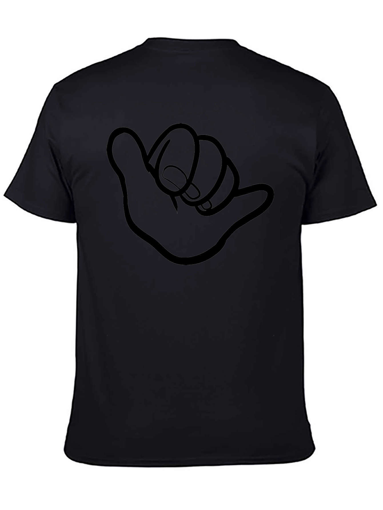 Shaka Sign Graphic Tee - Black Cotton Casual Shirt