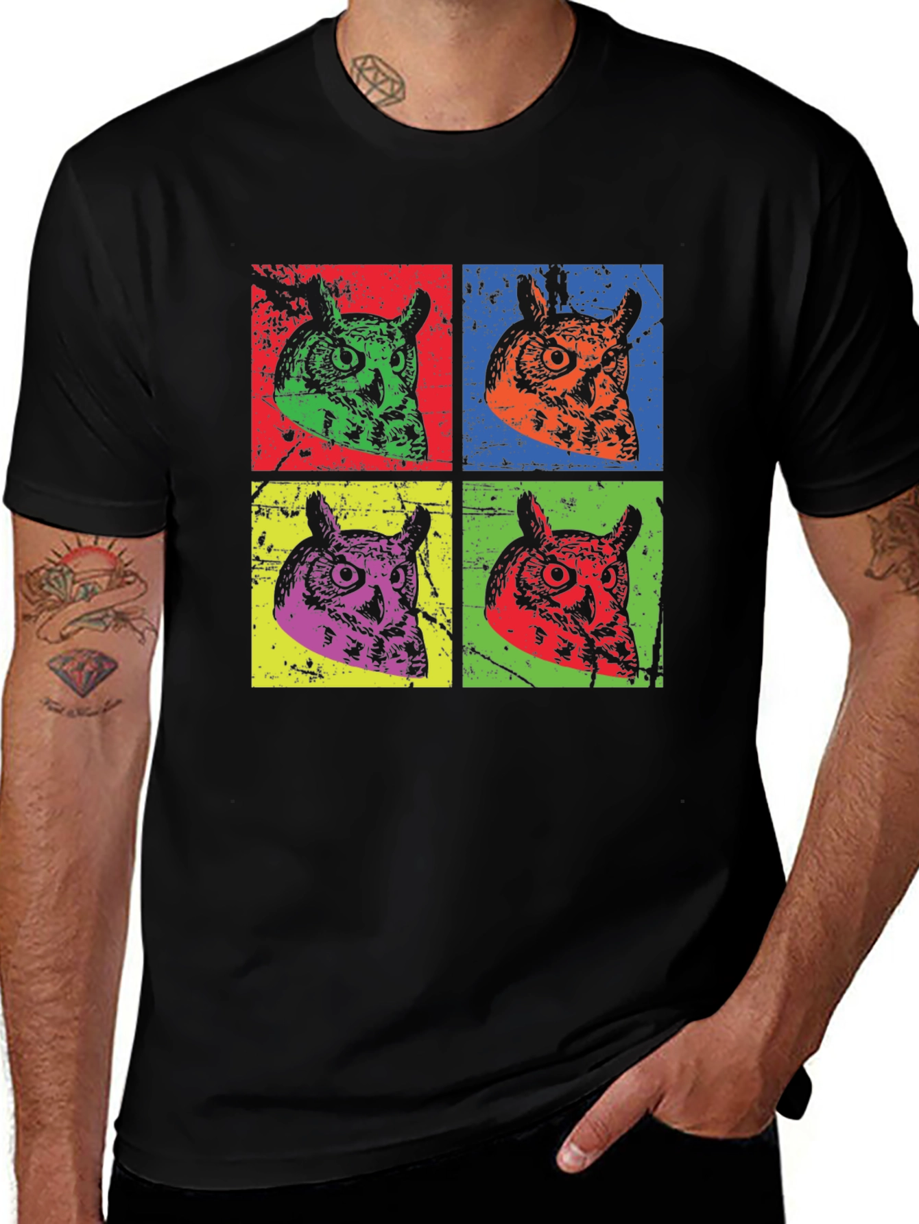 Pop Art Owl Graphic Tee - Quirky Style