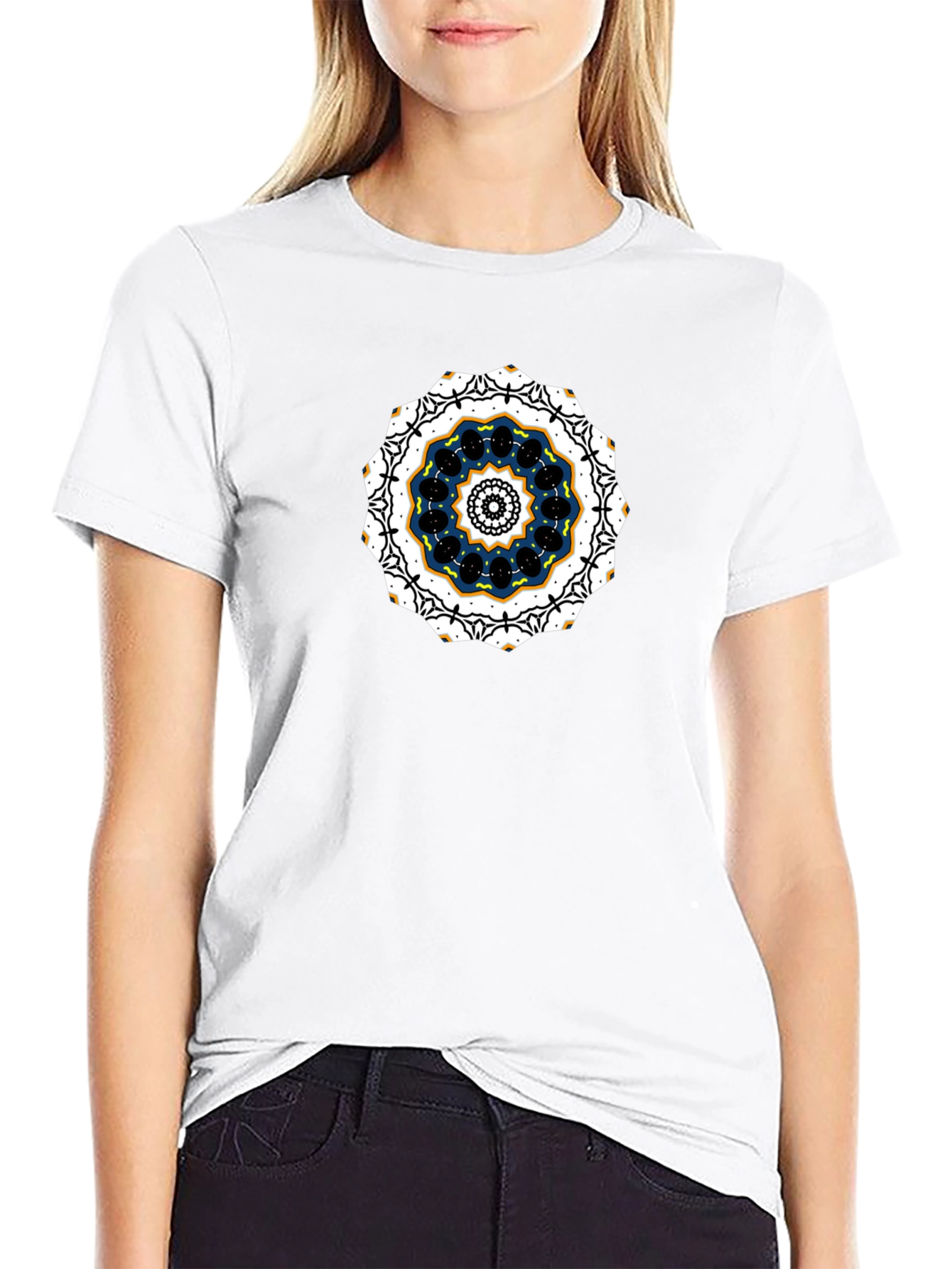 Black Tee with Mandala Graphic