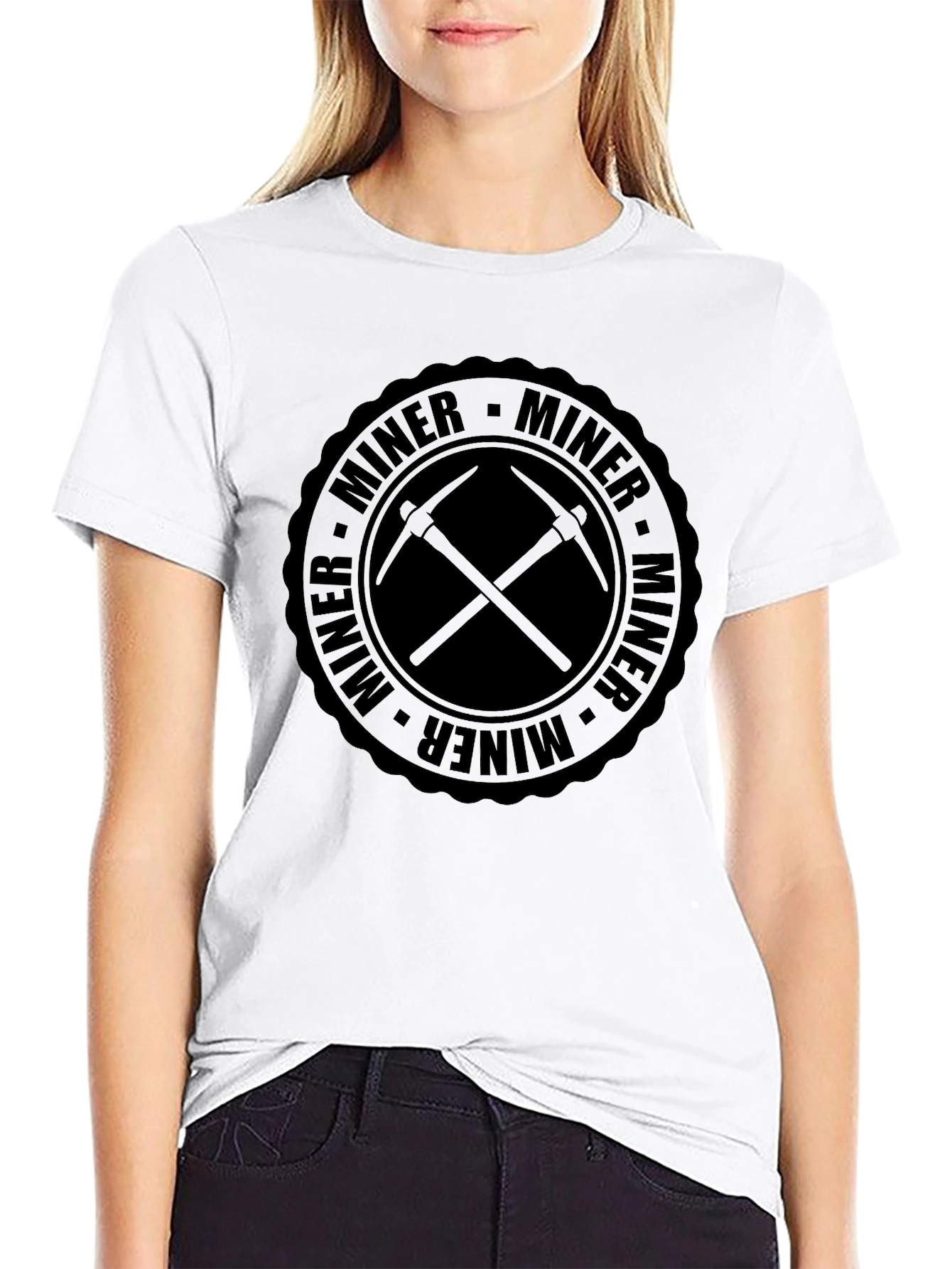 Black Miner Pickaxe Graphic T-Shirt