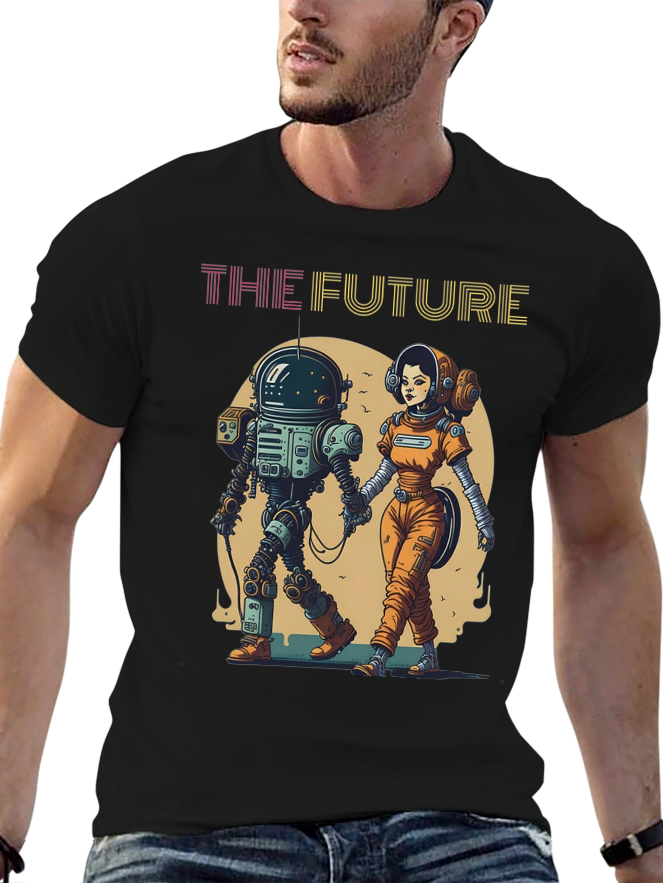 The Future T-Shirt: Robot & Astronaut Couple