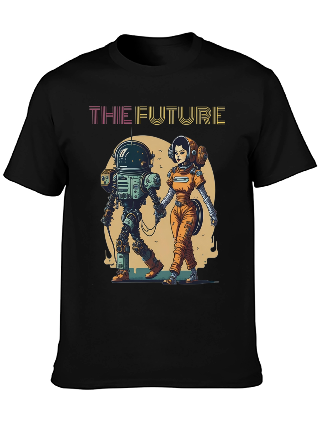 The Future T-Shirt: Robot & Astronaut Couple
