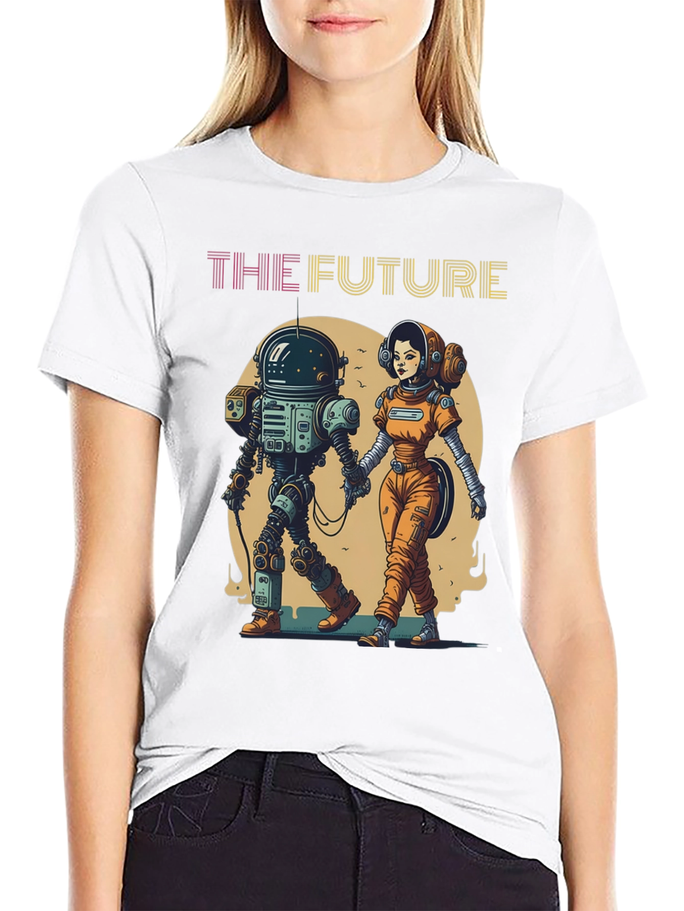 The Future T-Shirt: Robot & Astronaut Couple