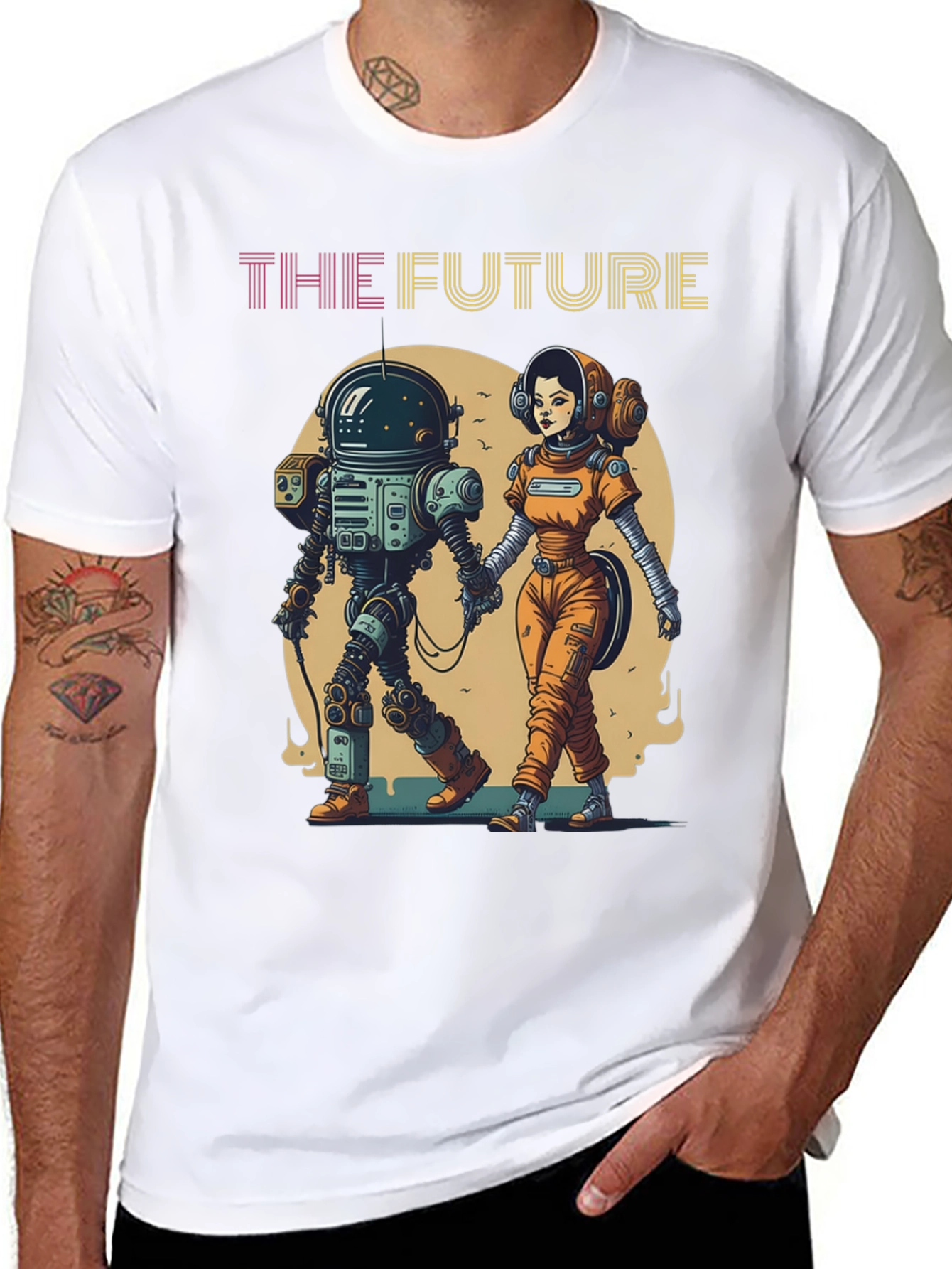The Future T-Shirt: Robot & Astronaut Couple