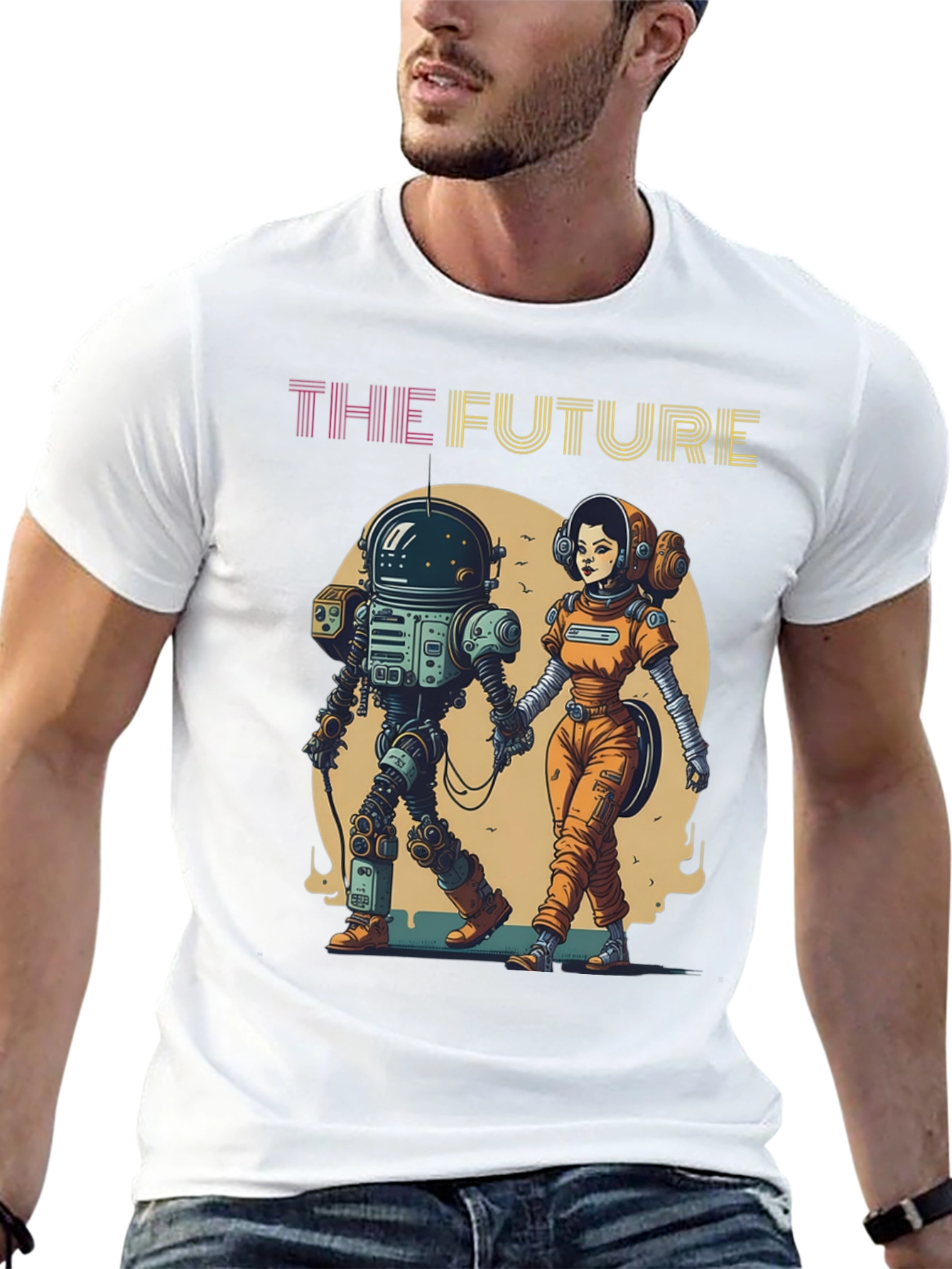 The Future T-Shirt: Robot & Astronaut Couple