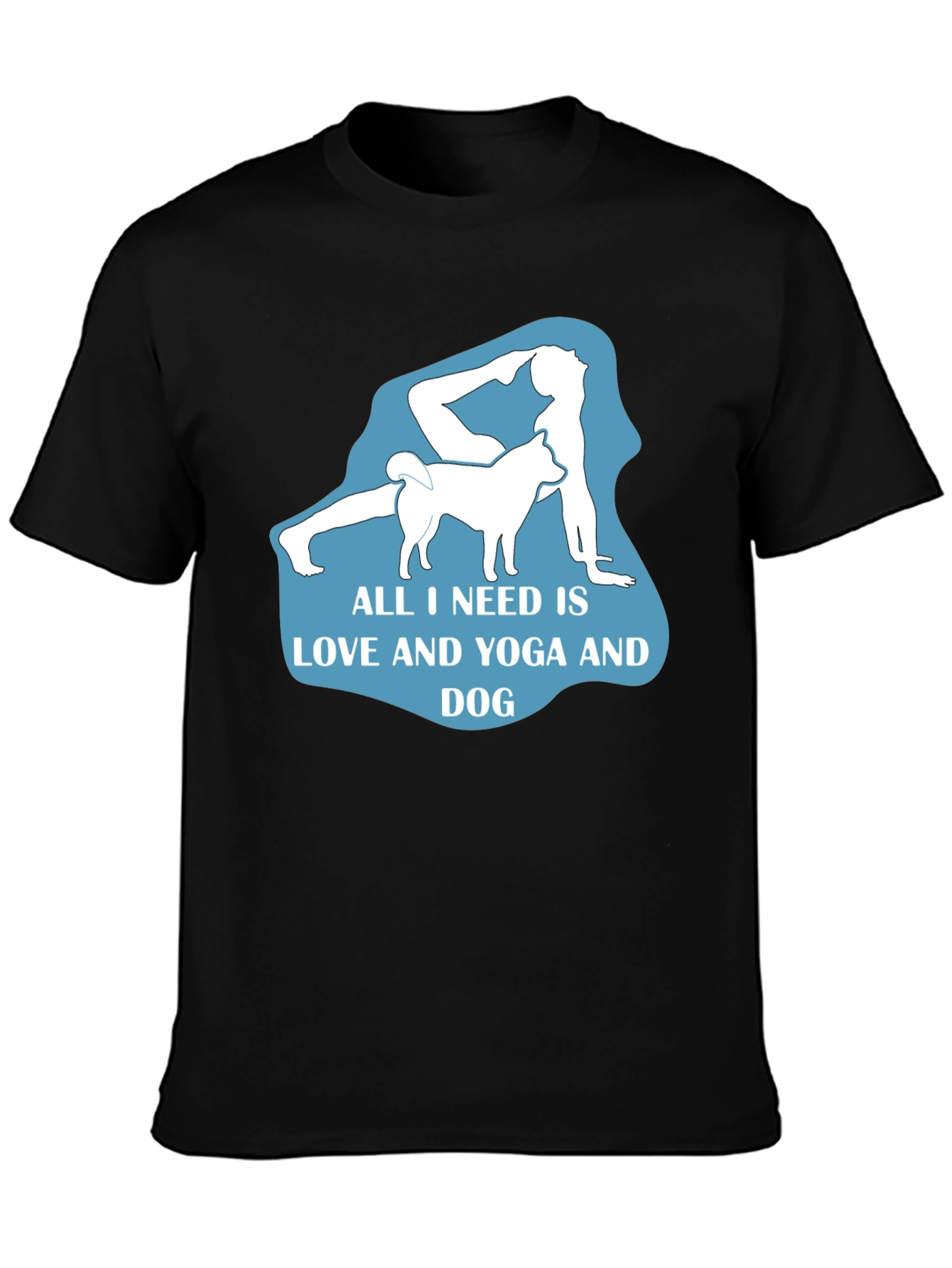 Yoga and Dog Lover T-Shirt - Black Cotton Tee