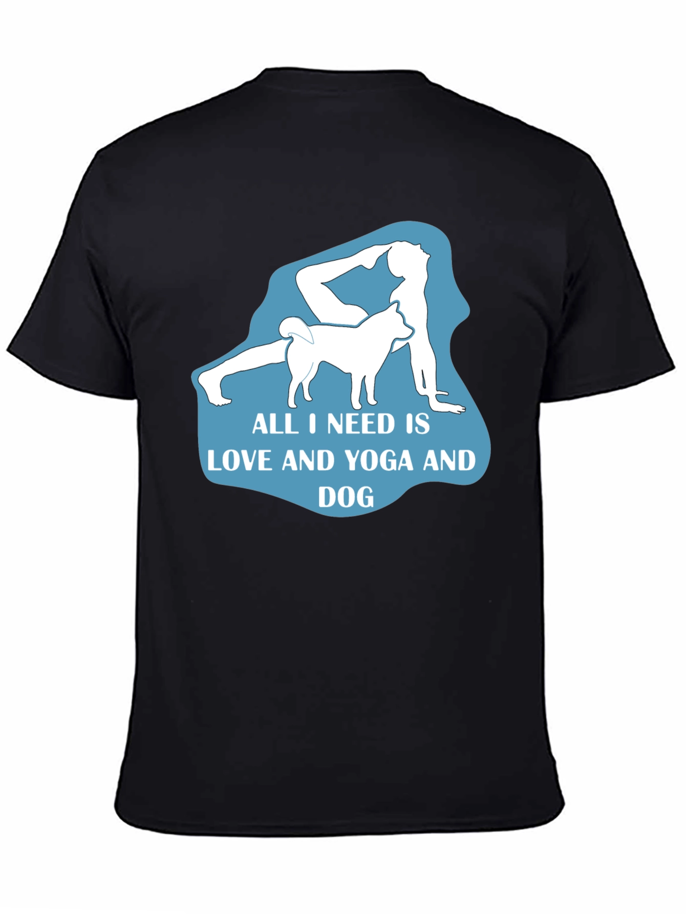 Yoga and Dog Lover T-Shirt - Black Cotton Tee