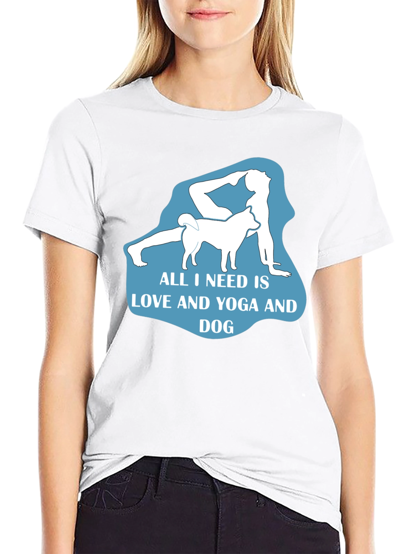 Yoga and Dog Lover T-Shirt - Black Cotton Tee
