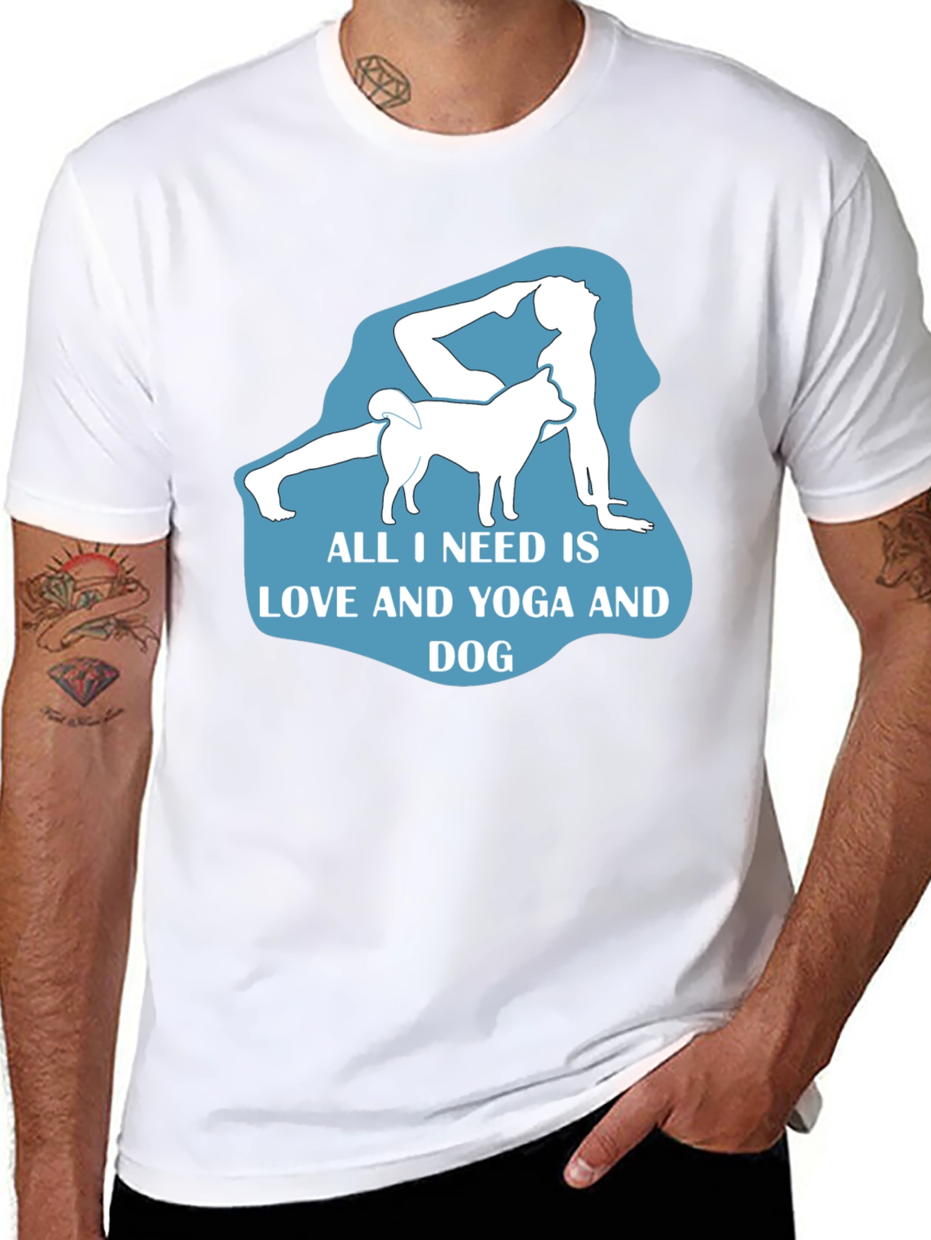 Yoga and Dog Lover T-Shirt - Black Cotton Tee