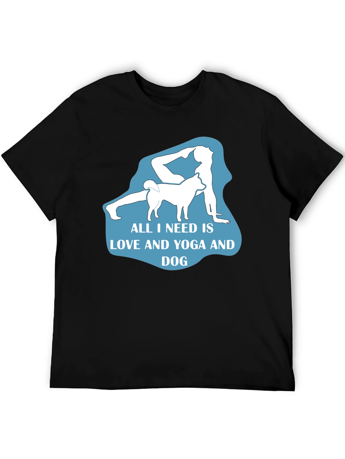 Yoga and Dog Lover T-Shirt - Black Cotton Tee