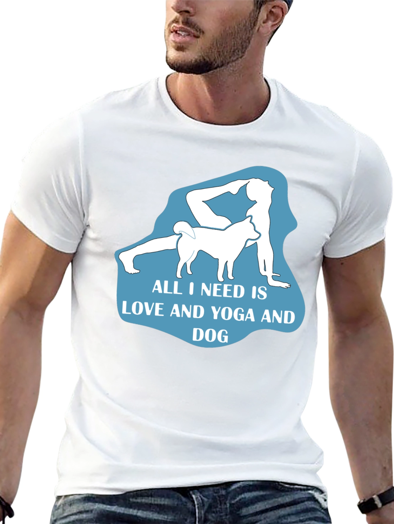 Yoga and Dog Lover T-Shirt - Black Cotton Tee