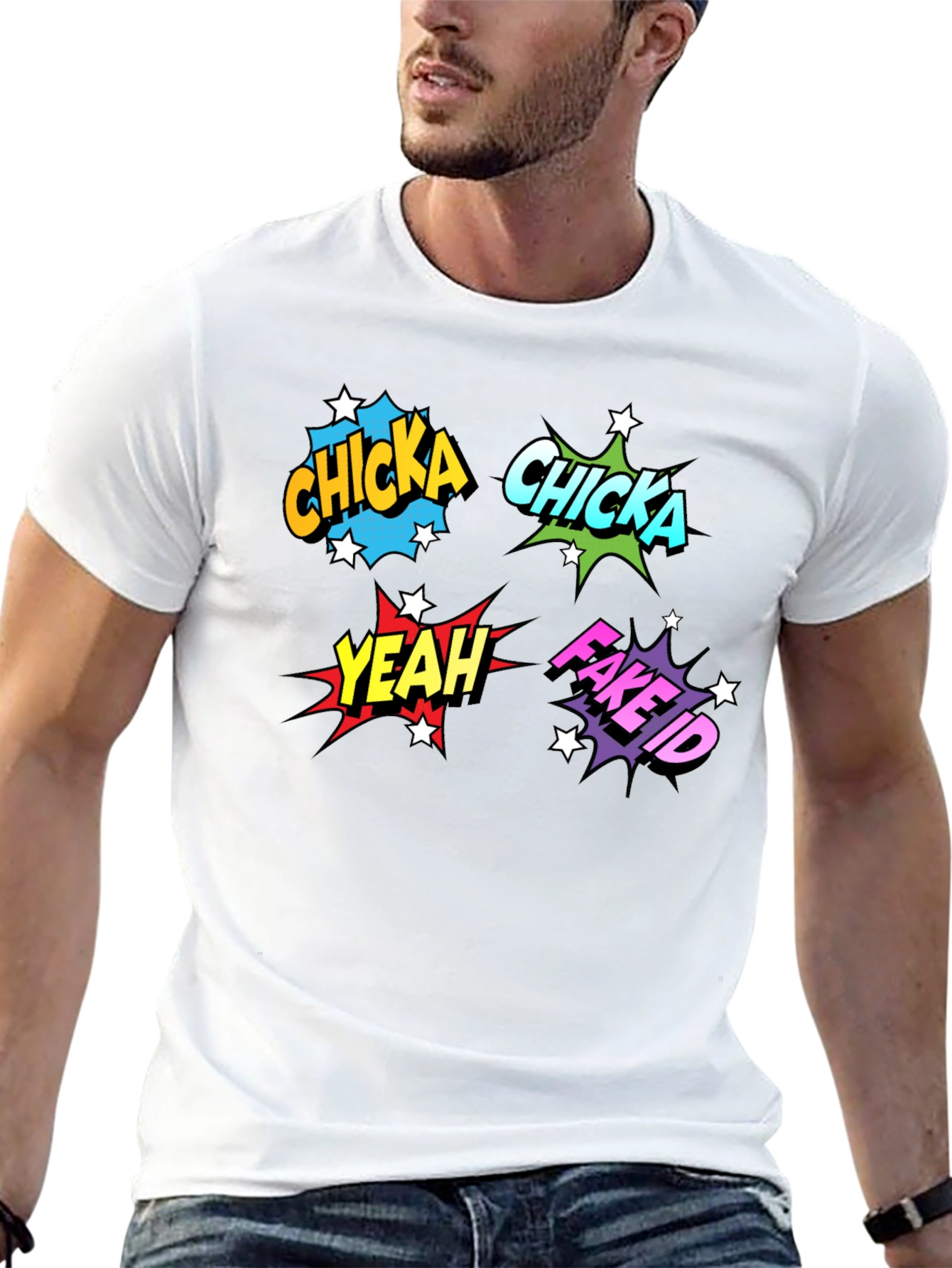 Comic Pop Art T-Shirt - Chicka Yeah Fake ID