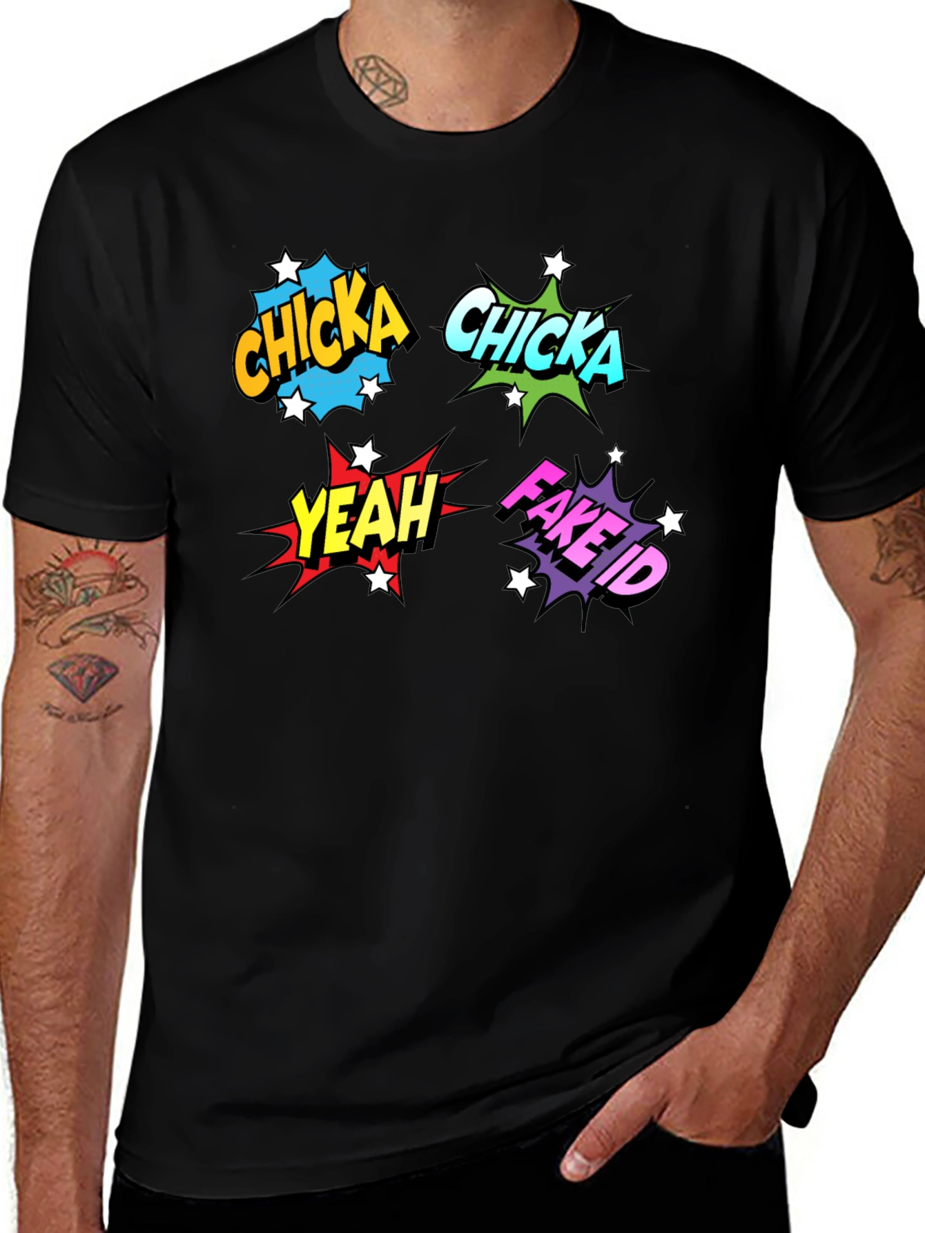 Comic Pop Art T-Shirt - Chicka Yeah Fake ID