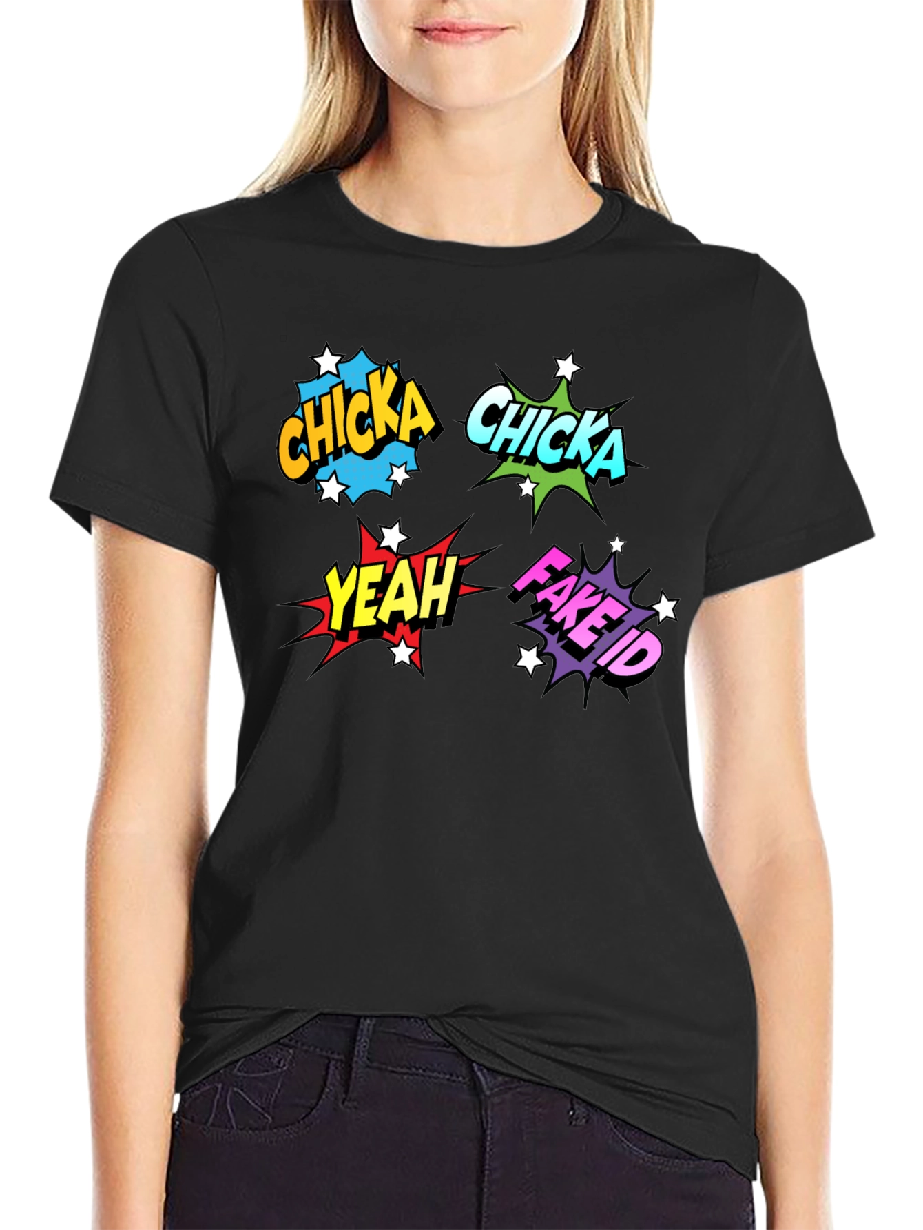 Comic Pop Art T-Shirt - Chicka Yeah Fake ID