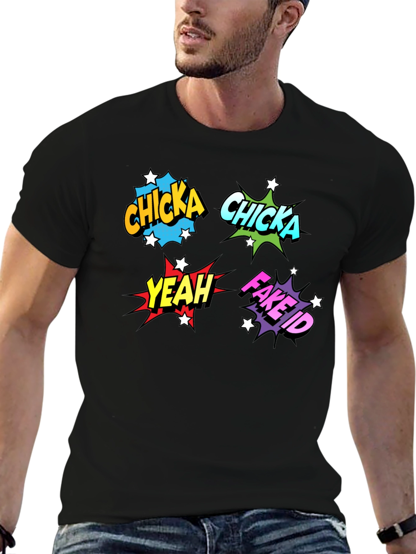 Comic Pop Art T-Shirt - Chicka Yeah Fake ID