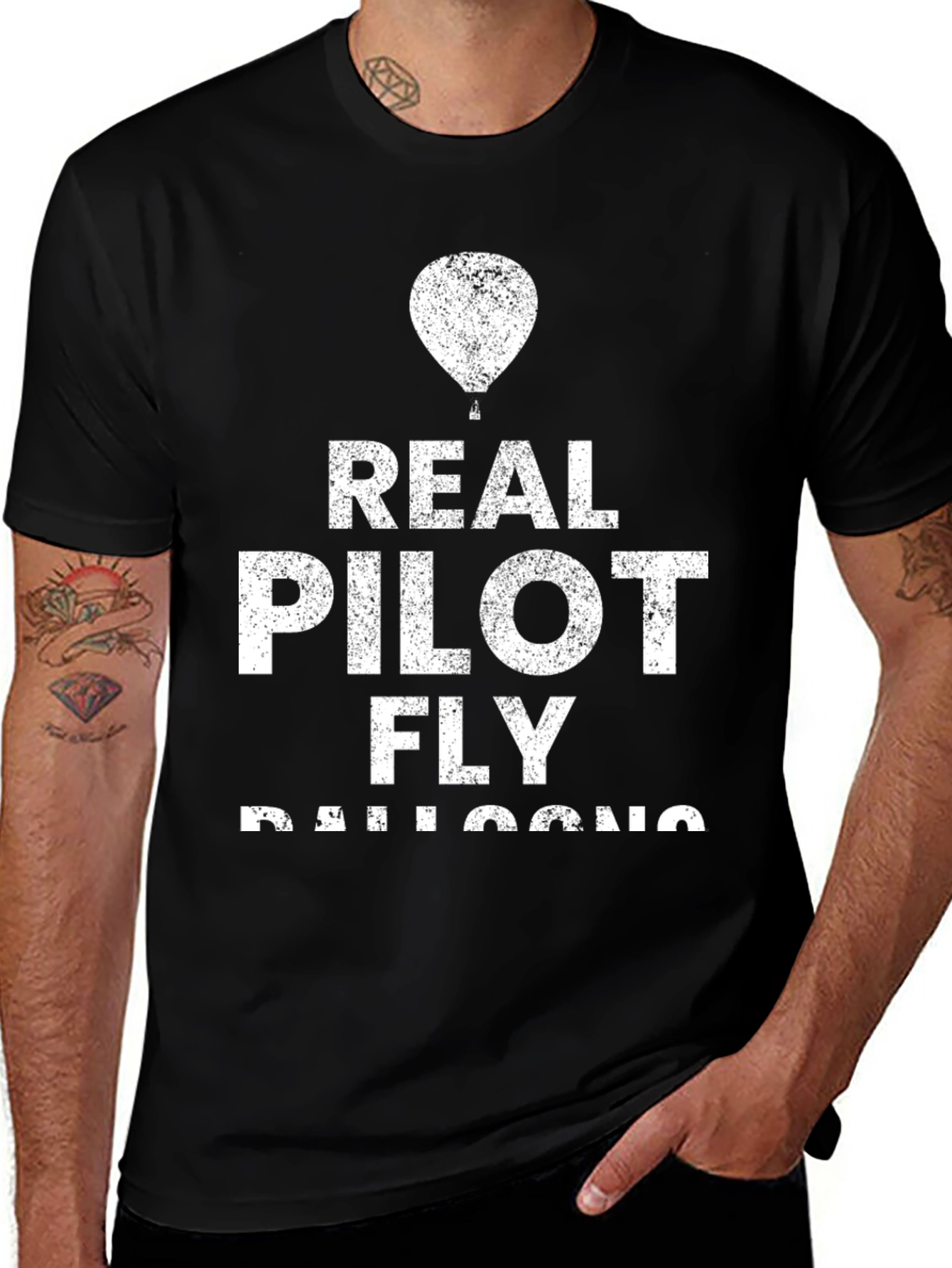 Real Pilot Fly Balloons T-Shirt Black