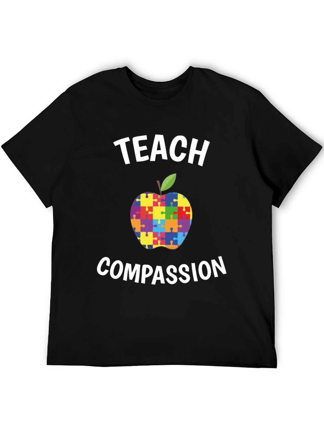 Teach Compassion Autism Awareness Puzzle Apple T-Shirt