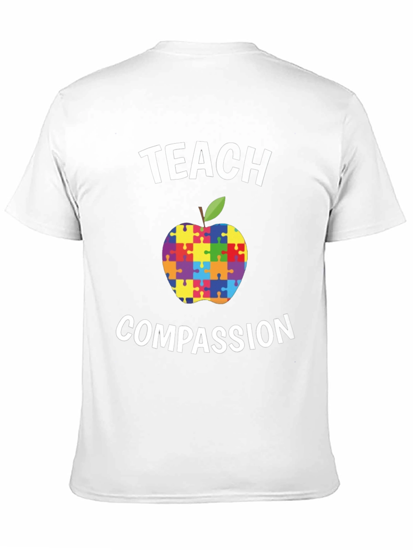 Teach Compassion Autism Awareness Puzzle Apple T-Shirt