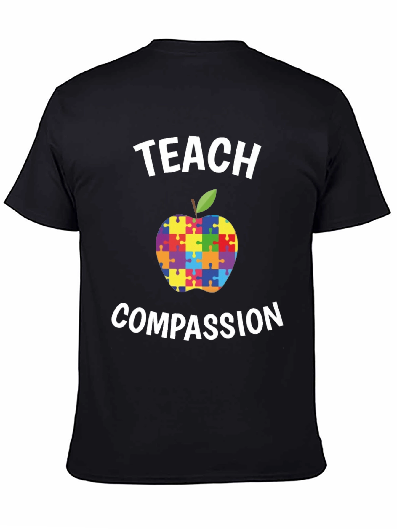 Teach Compassion Autism Awareness Puzzle Apple T-Shirt