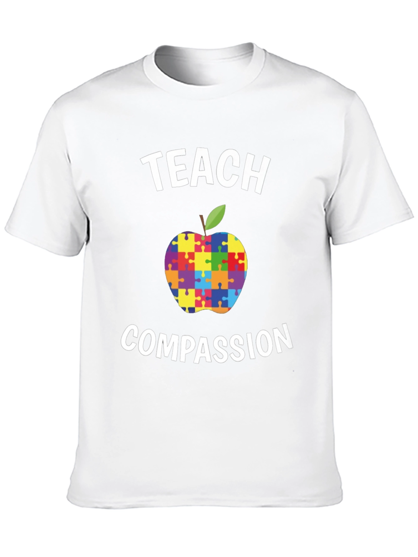 Teach Compassion Autism Awareness Puzzle Apple T-Shirt