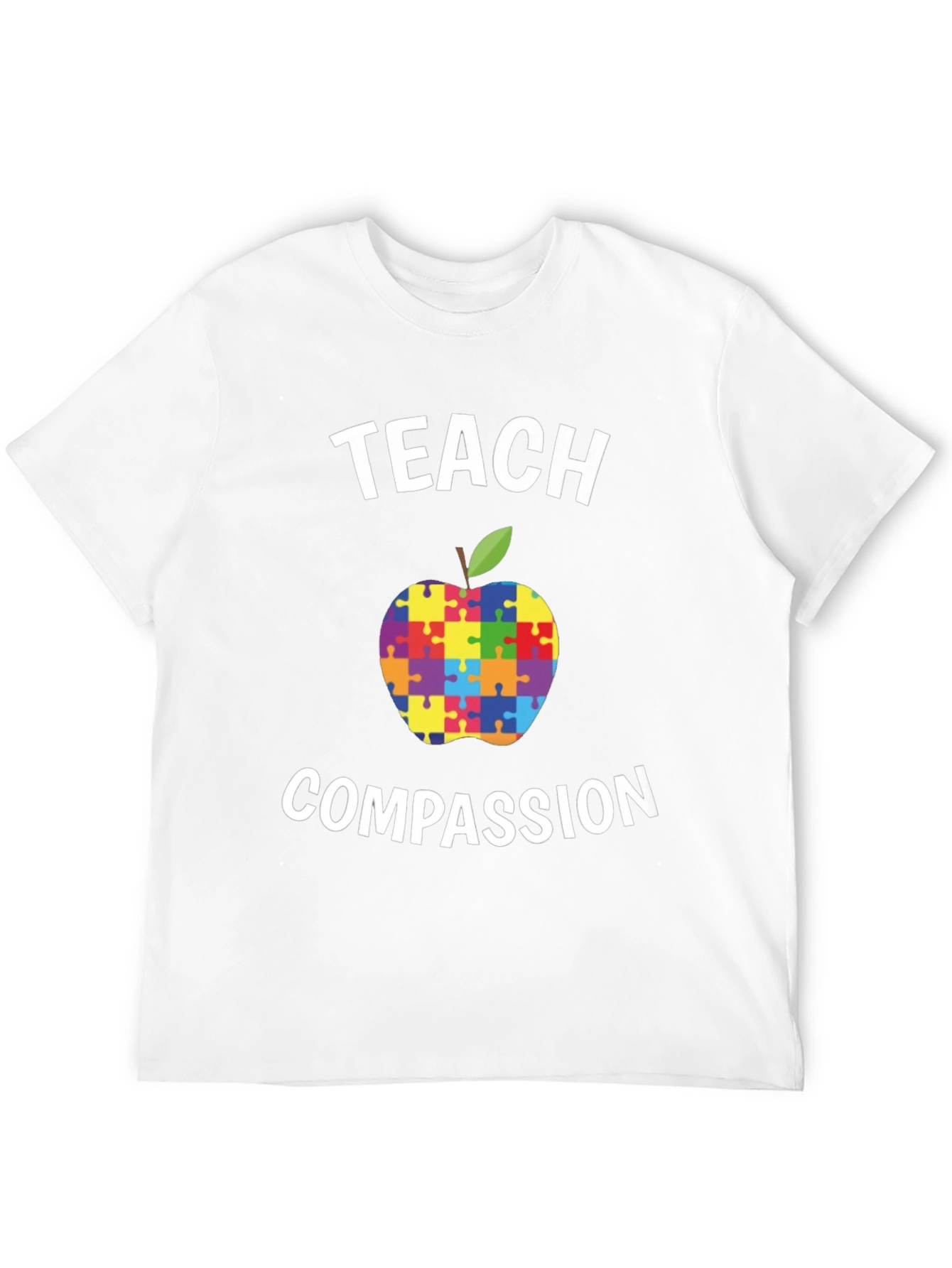 Teach Compassion Autism Awareness Puzzle Apple T-Shirt
