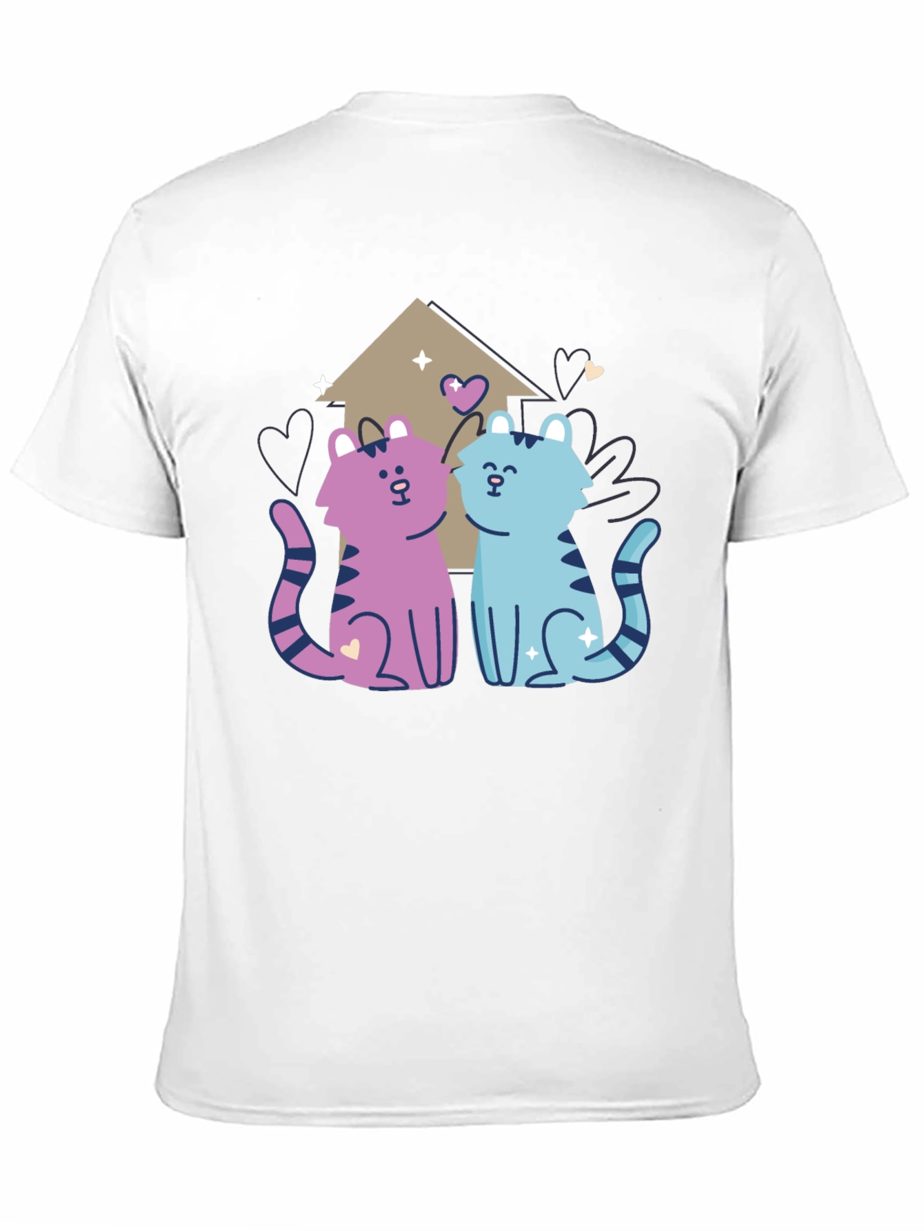 Cute Cartoon Cats Black T-Shirt