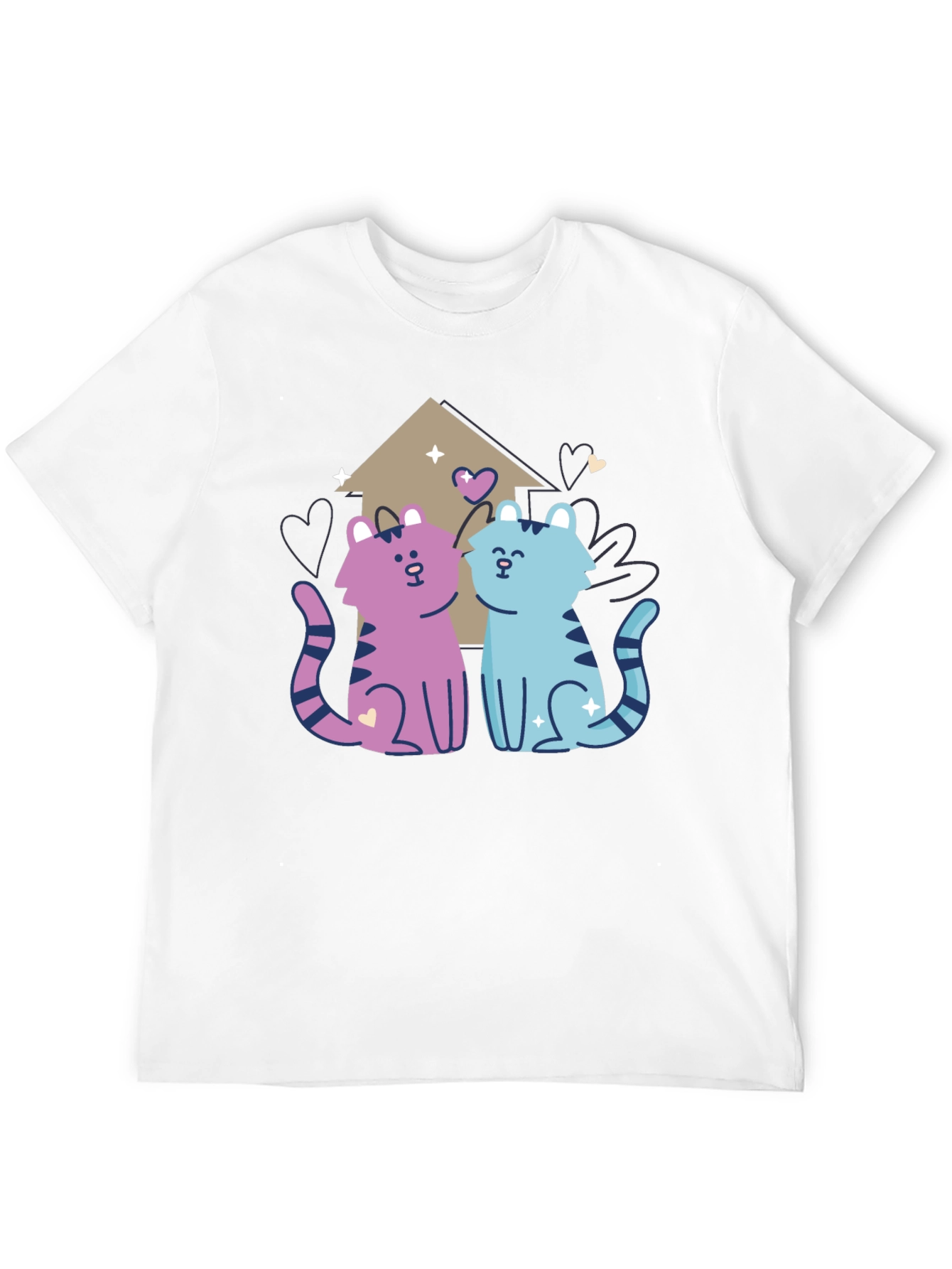 Cute Cartoon Cats Black T-Shirt