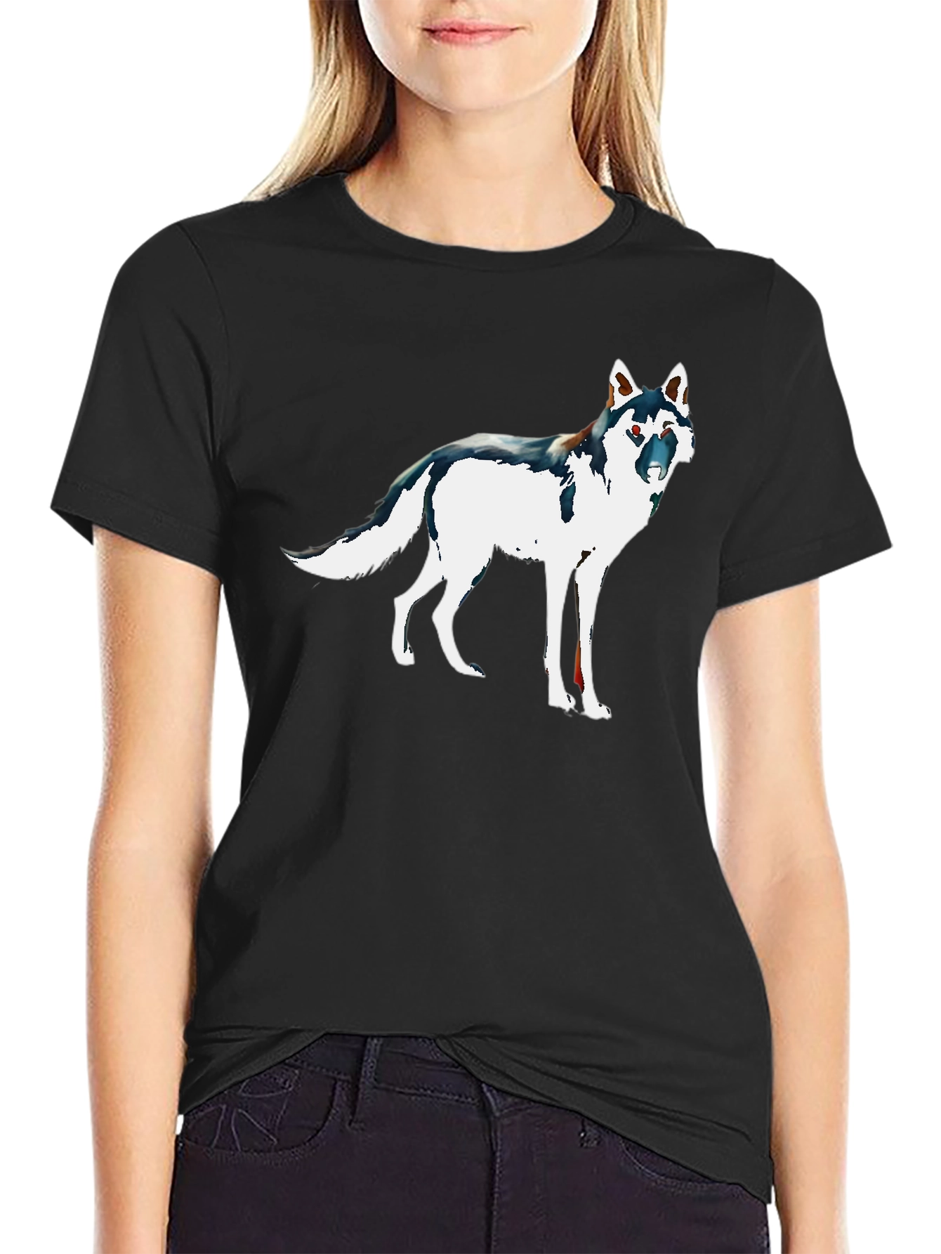 Wolf Graphic Tee - Stylish Black Cotton T-Shirt