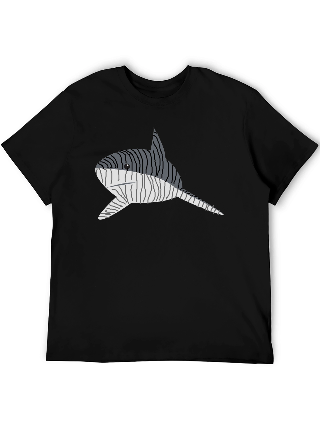 Striped Narwhal Graphic Tee - Mens Black T-Shirt