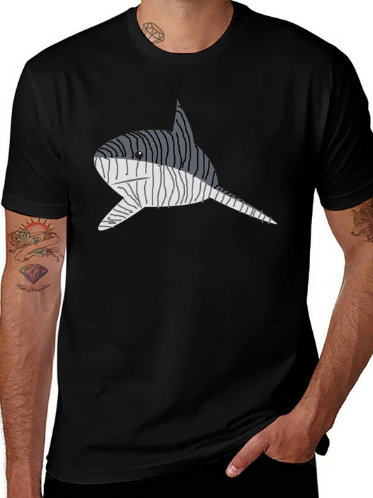 Striped Narwhal Graphic Tee - Mens Black T-Shirt
