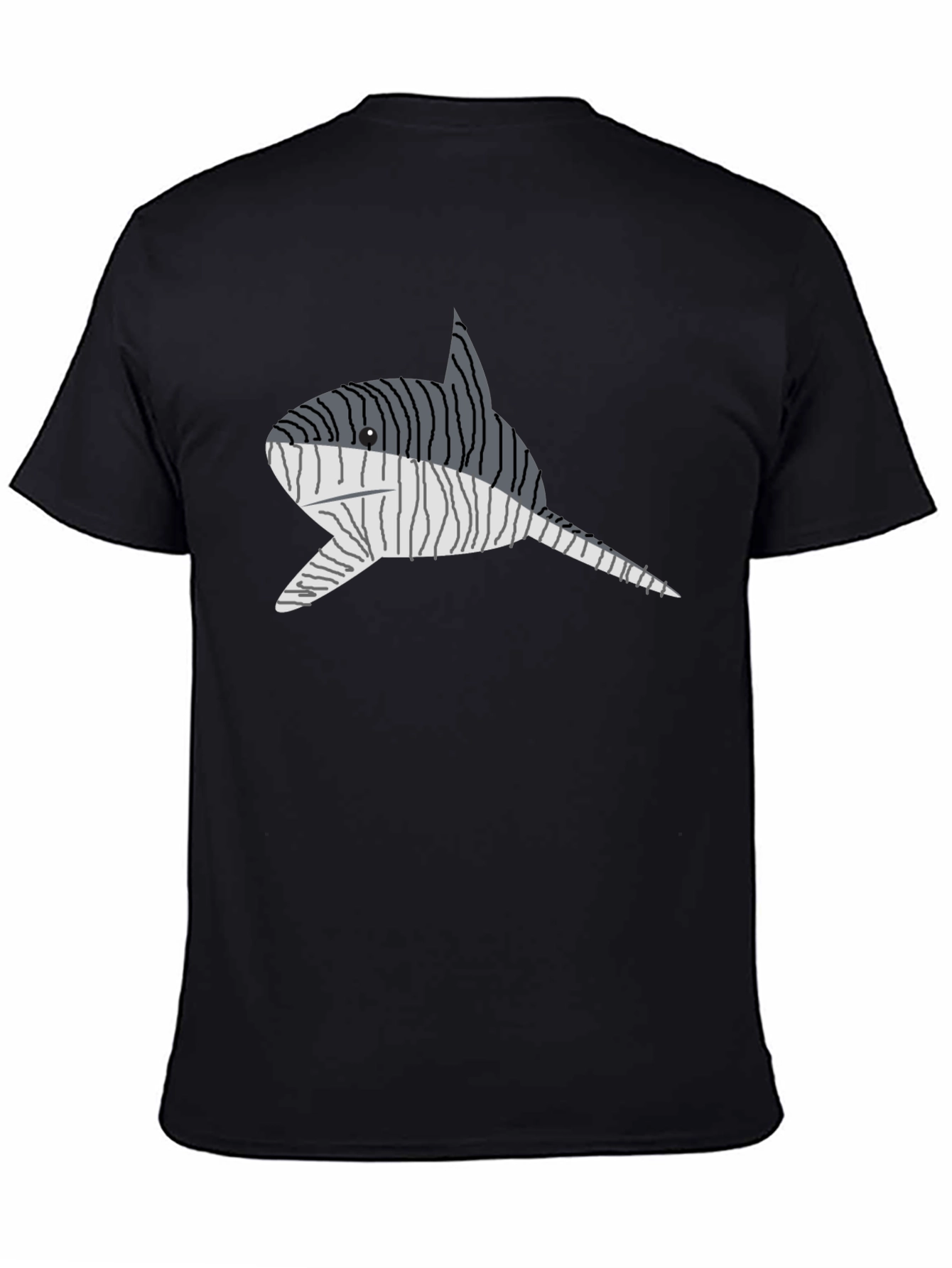 Striped Narwhal Graphic Tee - Mens Black T-Shirt