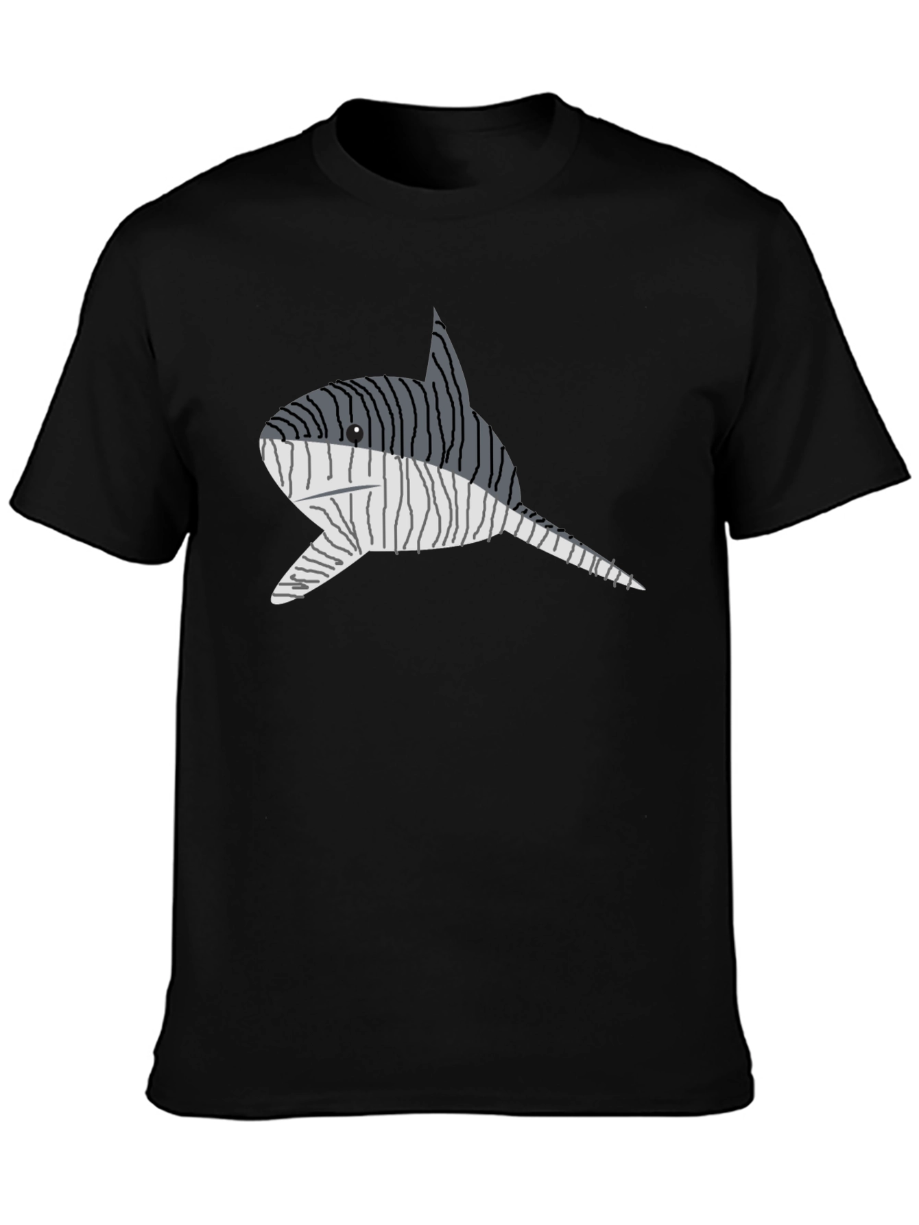 Striped Narwhal Graphic Tee - Mens Black T-Shirt
