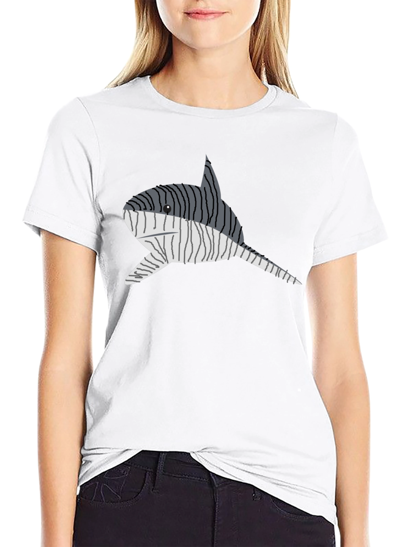 Striped Narwhal Graphic Tee - Mens Black T-Shirt