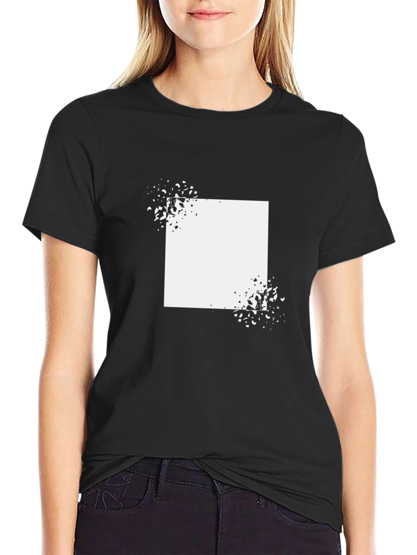 Abstract Square Graphic T-Shirt - Black
