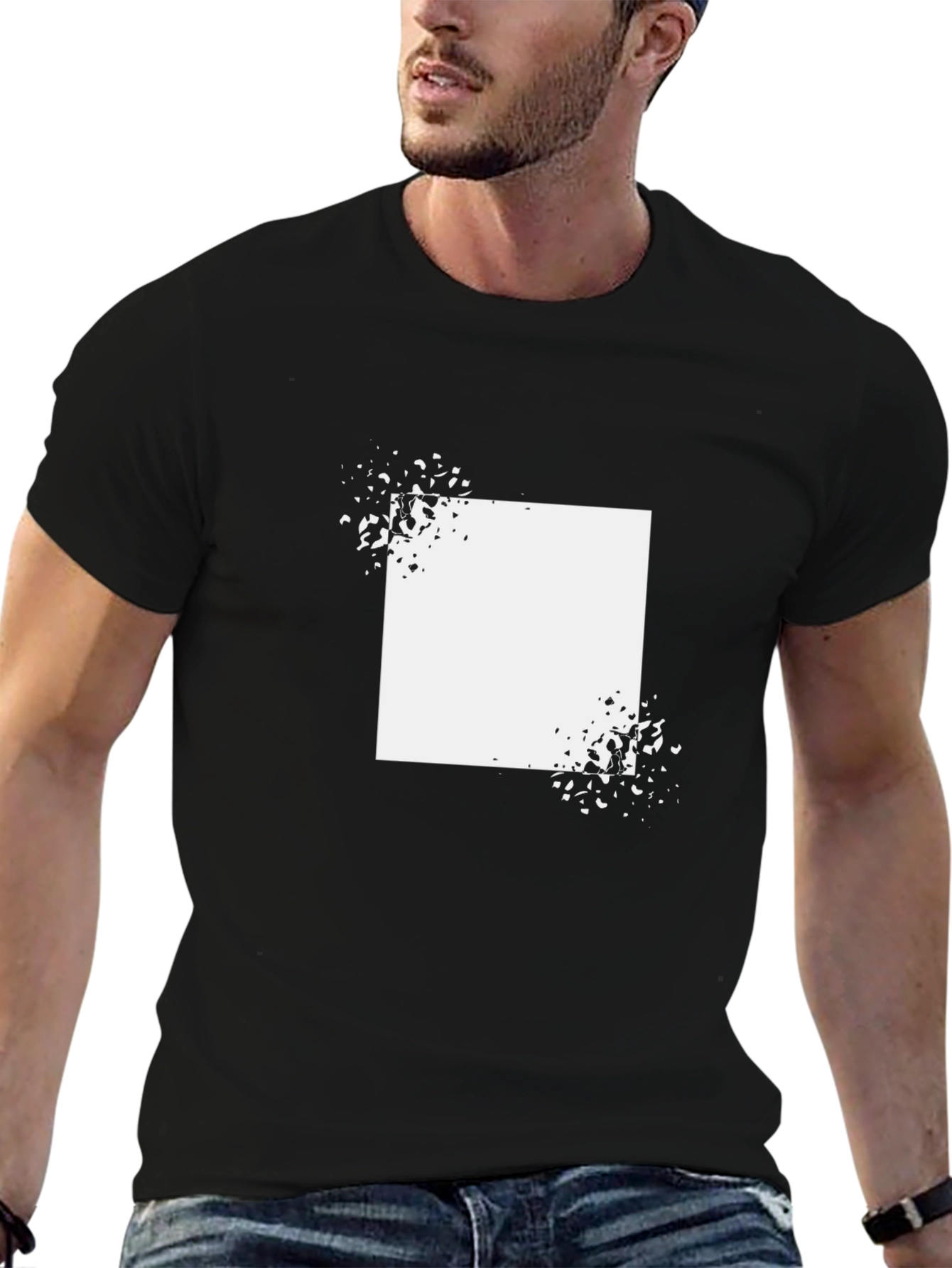 Abstract Square Graphic T-Shirt - Black