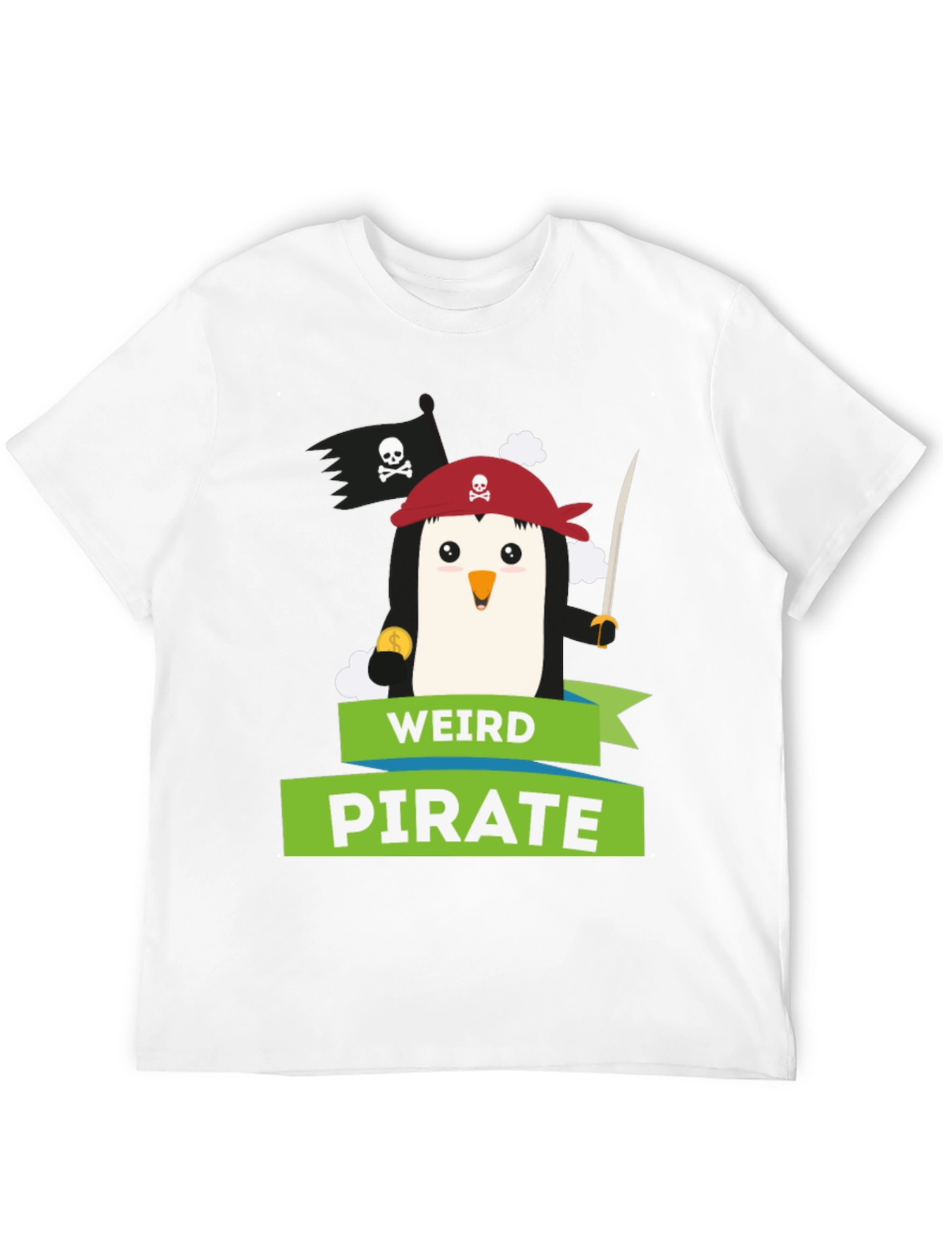 Weird Pirate Penguin Graphic T-Shirt