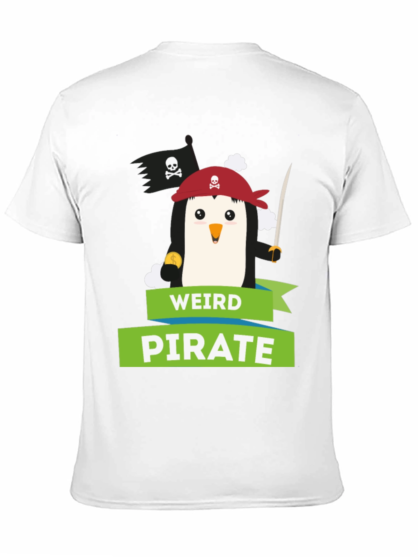 Weird Pirate Penguin Graphic T-Shirt